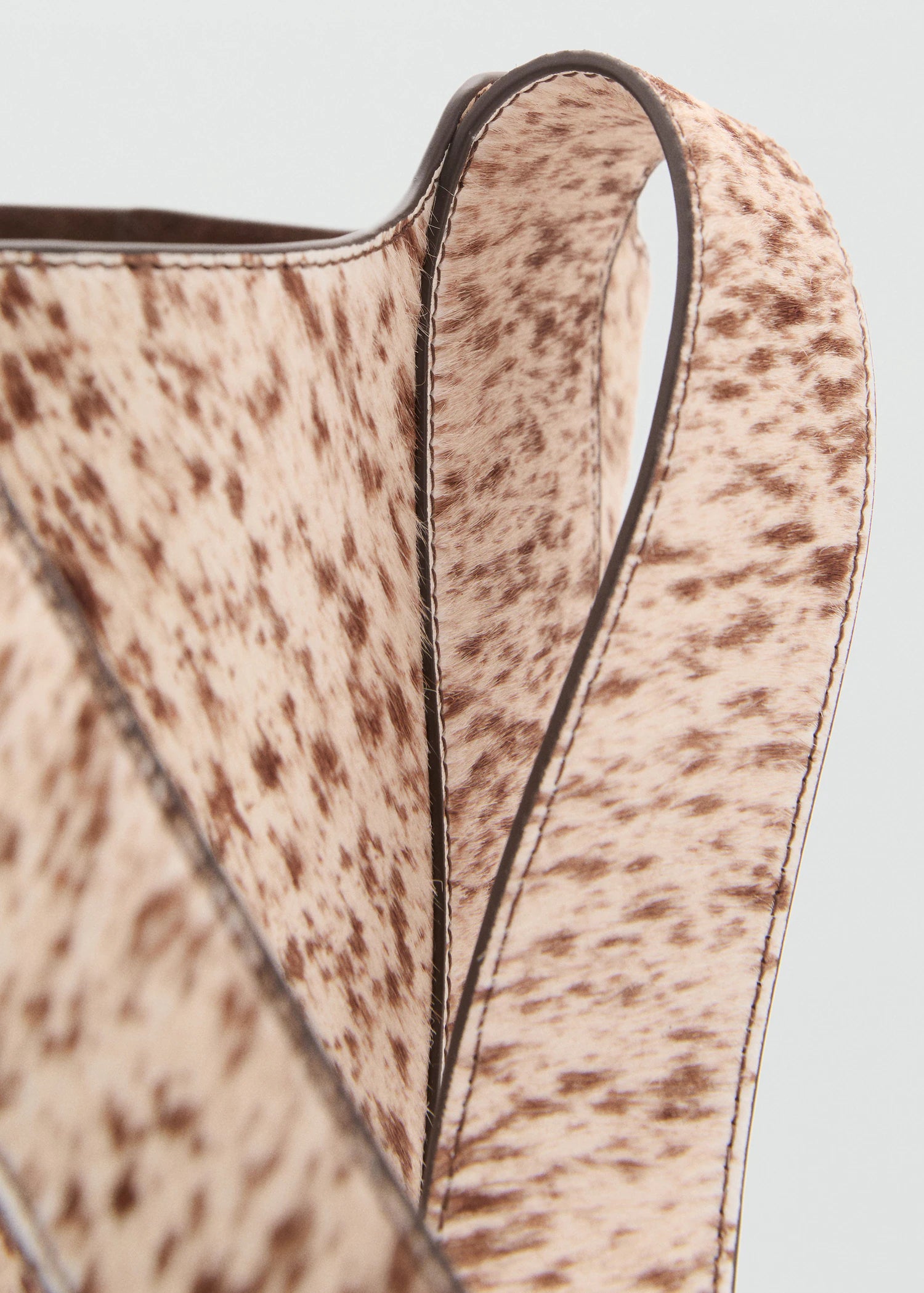 Leather And Fur Bucket Bag Brown