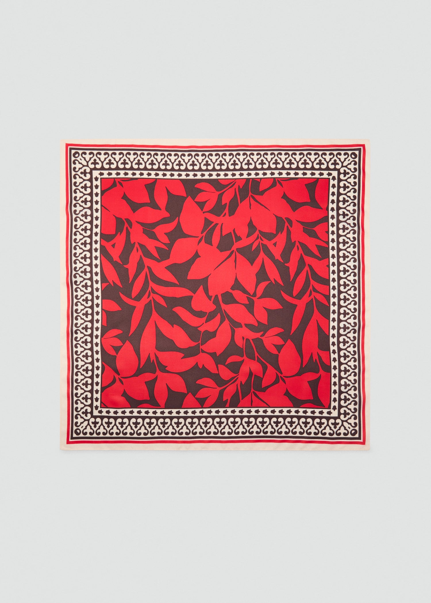 Leaf Print Scarf Red