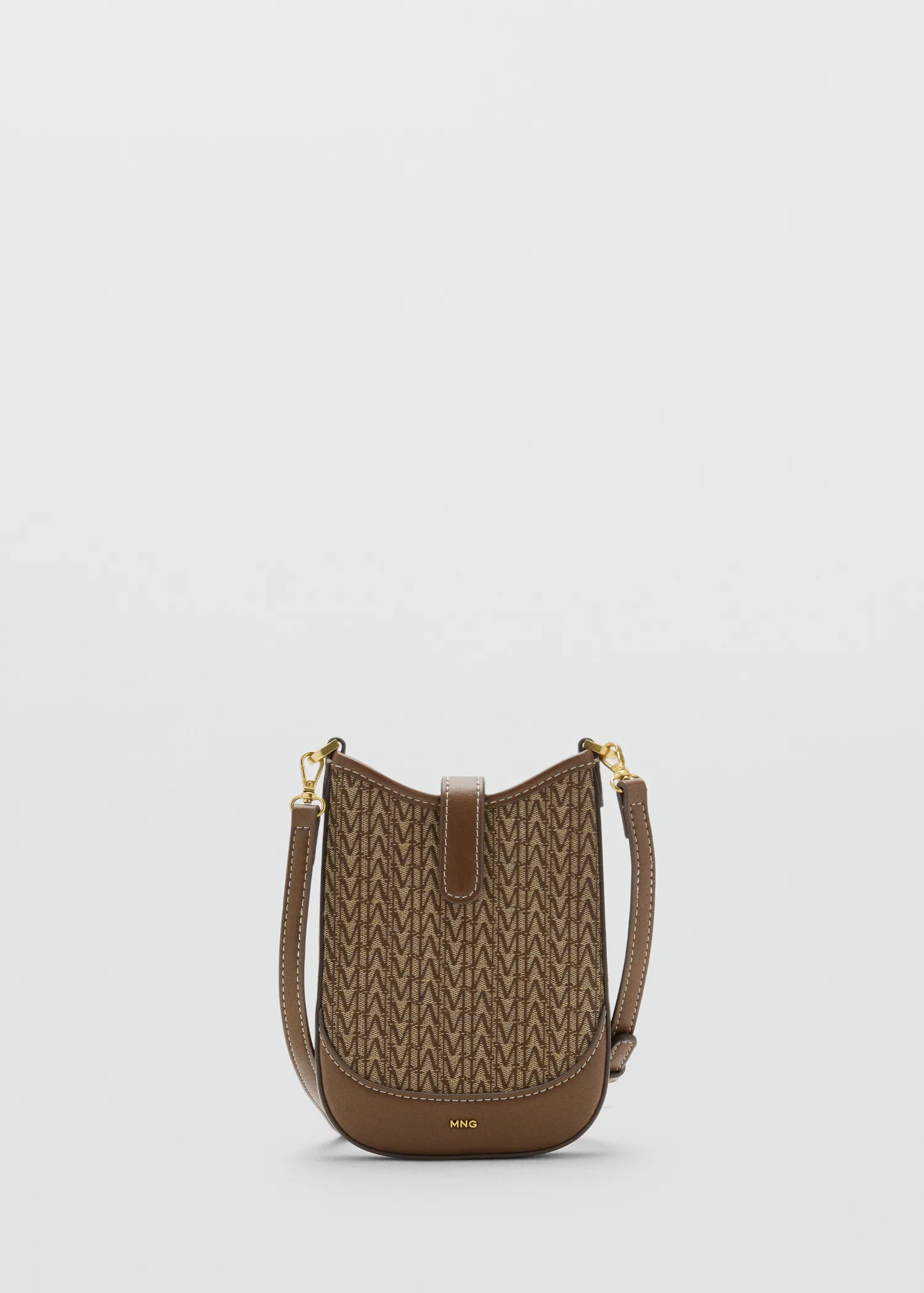 Jacquard Crossbody Mobile Phone Case With Logo Chocolate