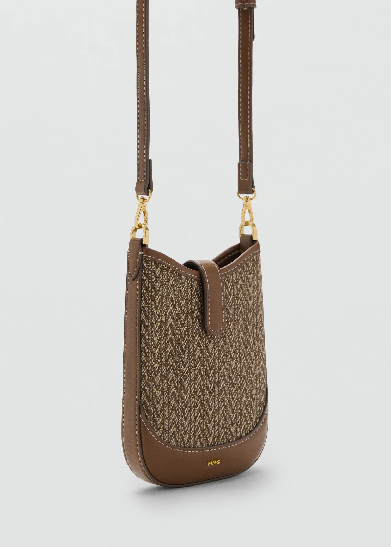 Jacquard Crossbody Mobile Phone Case With Logo Chocolate