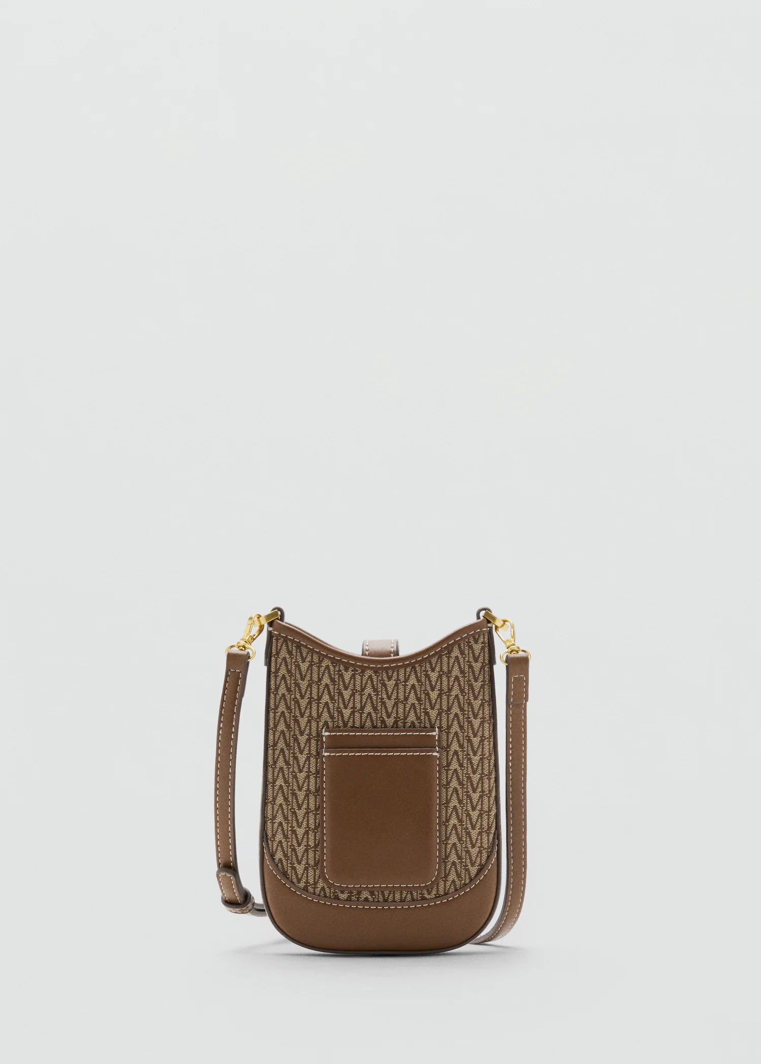 Jacquard Crossbody Mobile Phone Case With Logo Chocolate