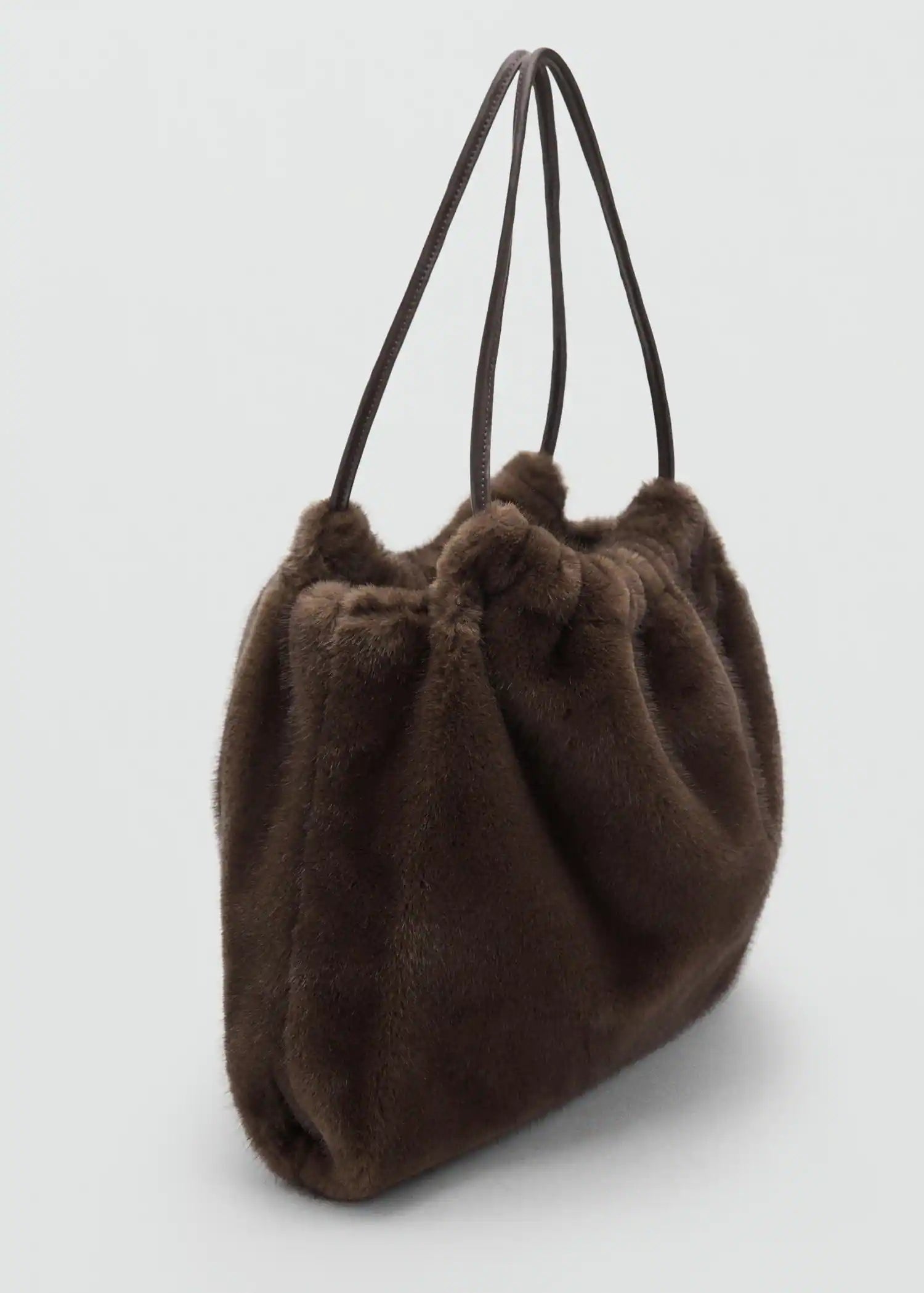 Fur Effect Shoulder Bag Chocolate