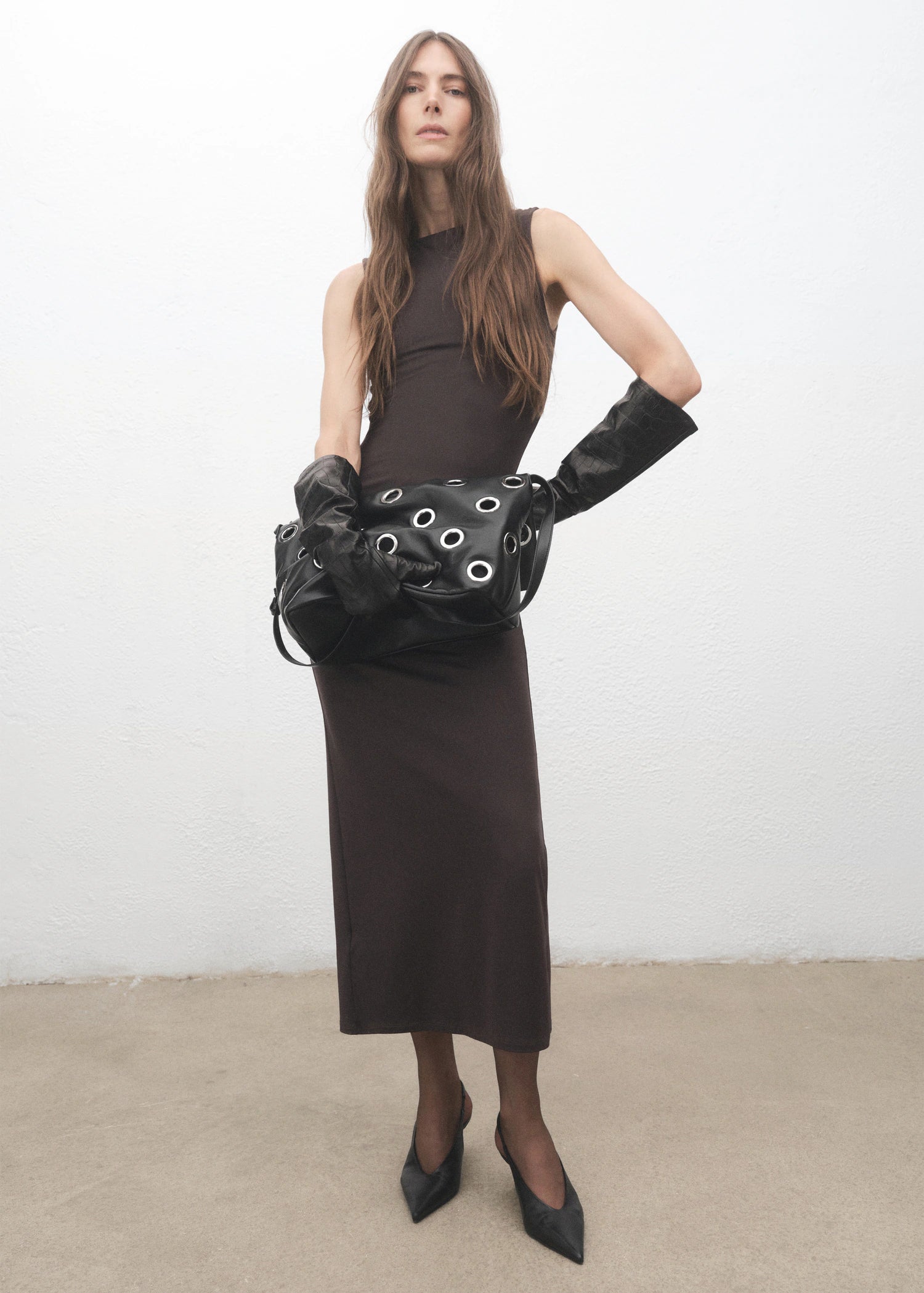 Crossbody Bag With Eyelets Black