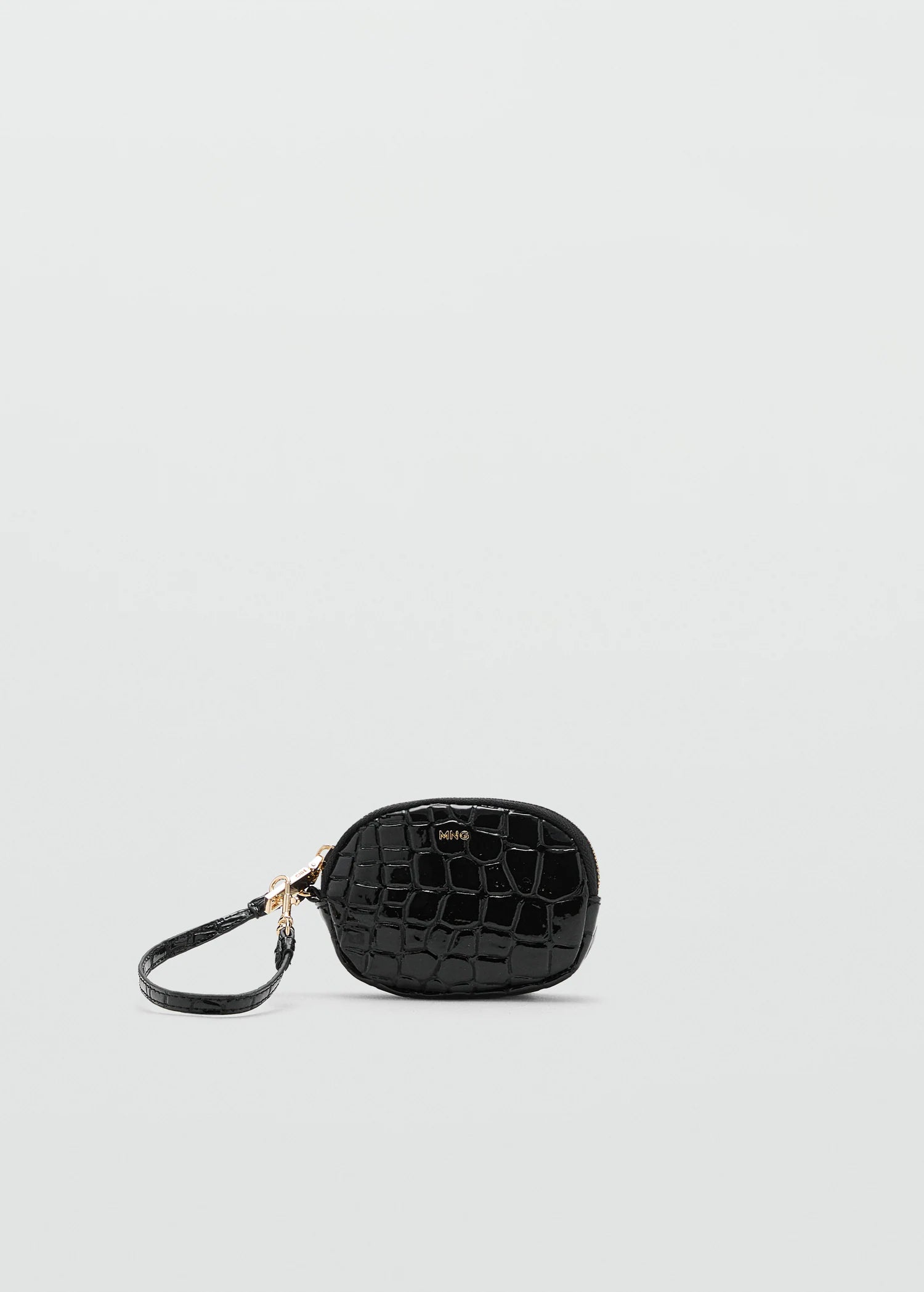 Croc Effect Keyring Purse Black