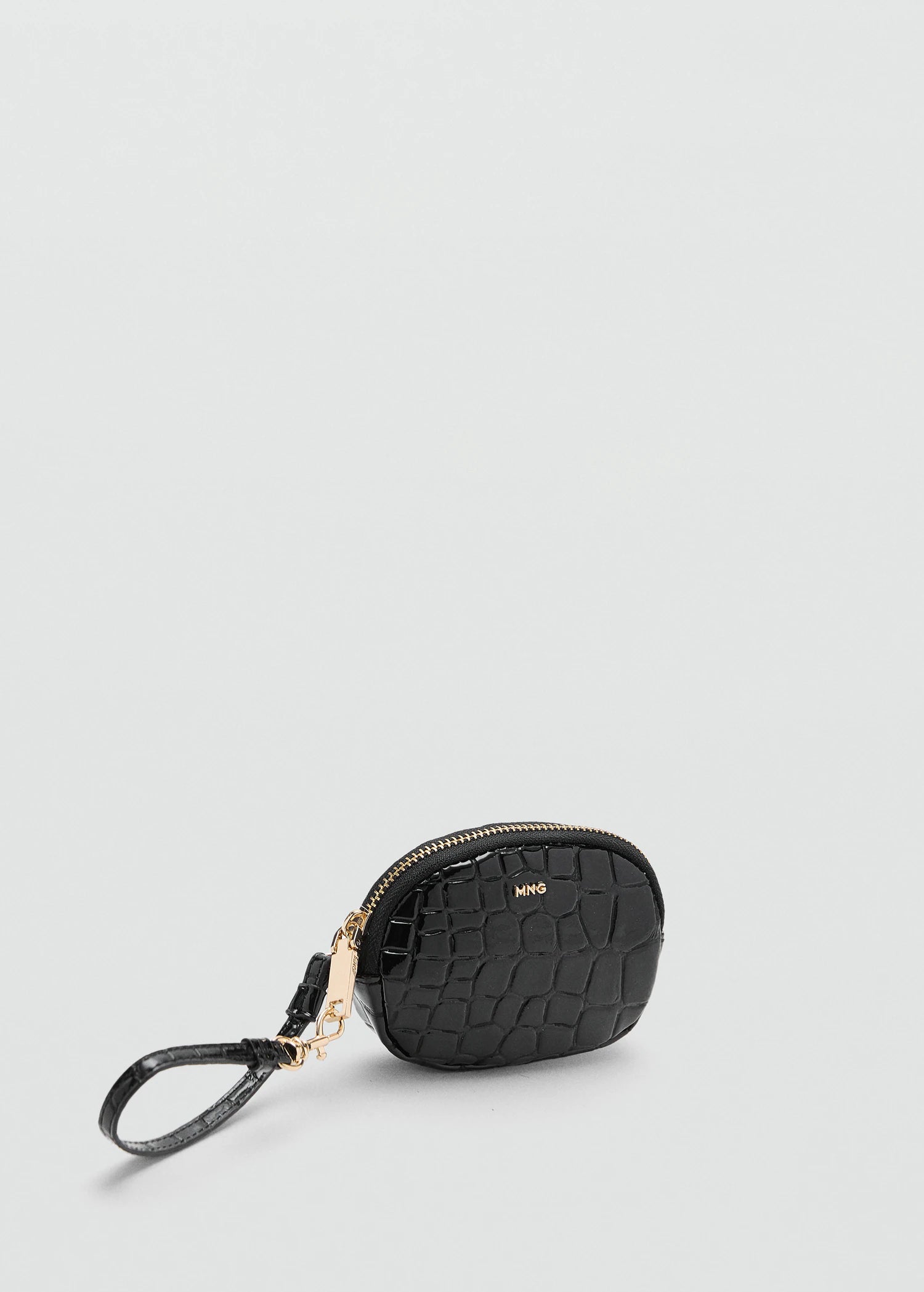 Croc Effect Keyring Purse Black