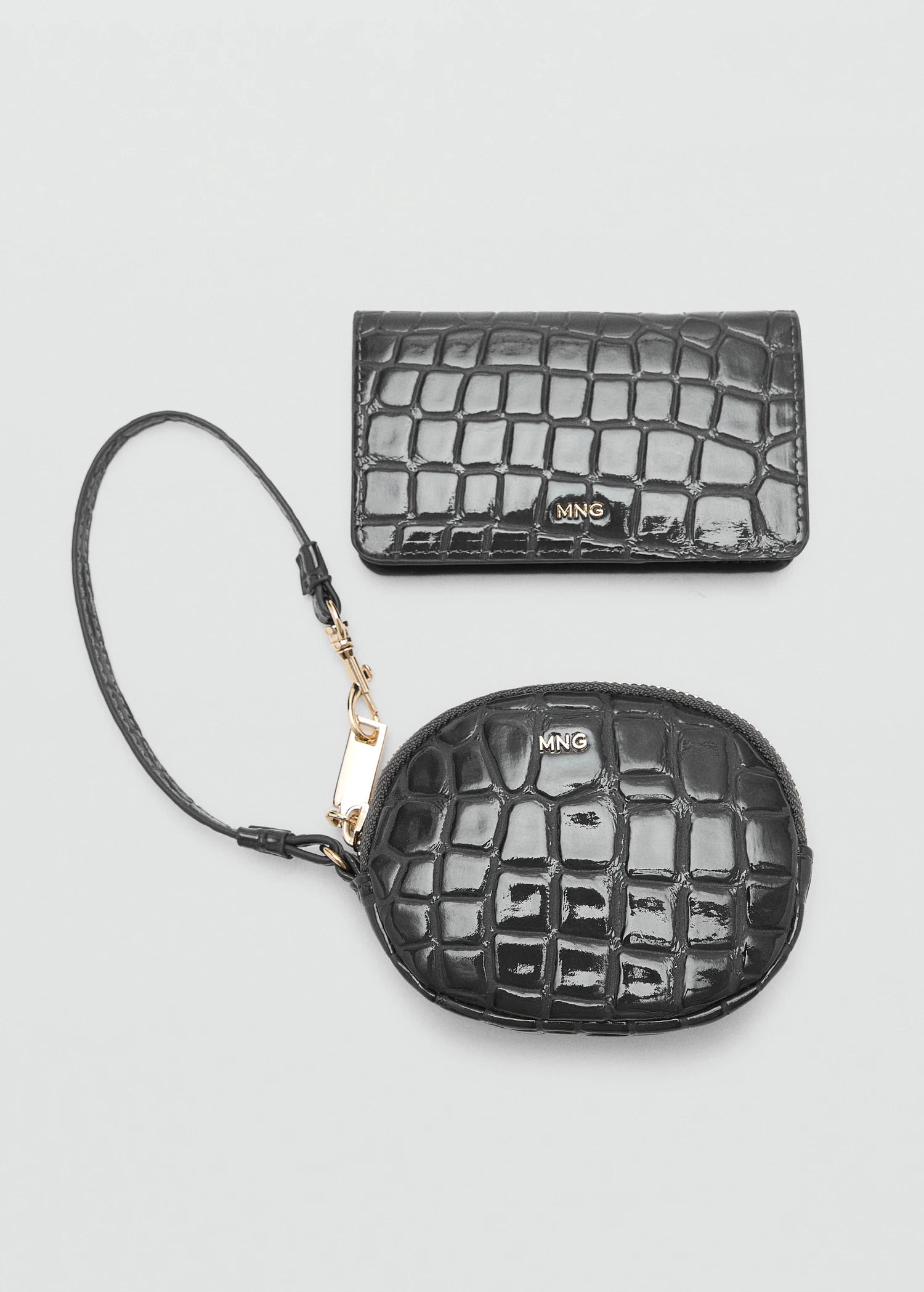 Croc Effect Keyring Purse Grey