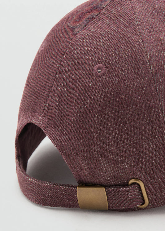 Cotton Cap With Embroidered Slogan Maroon