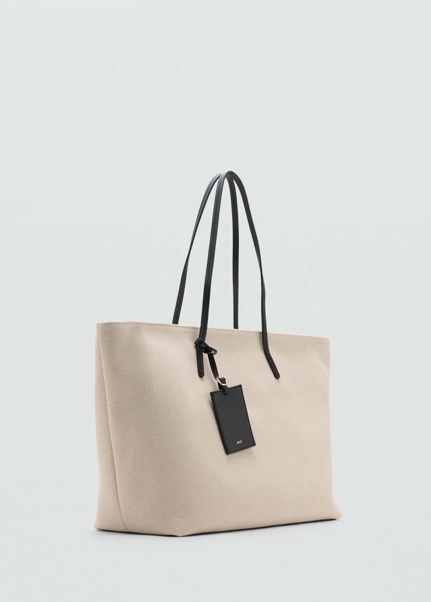Contrast Canvas Shopper Bag Off White