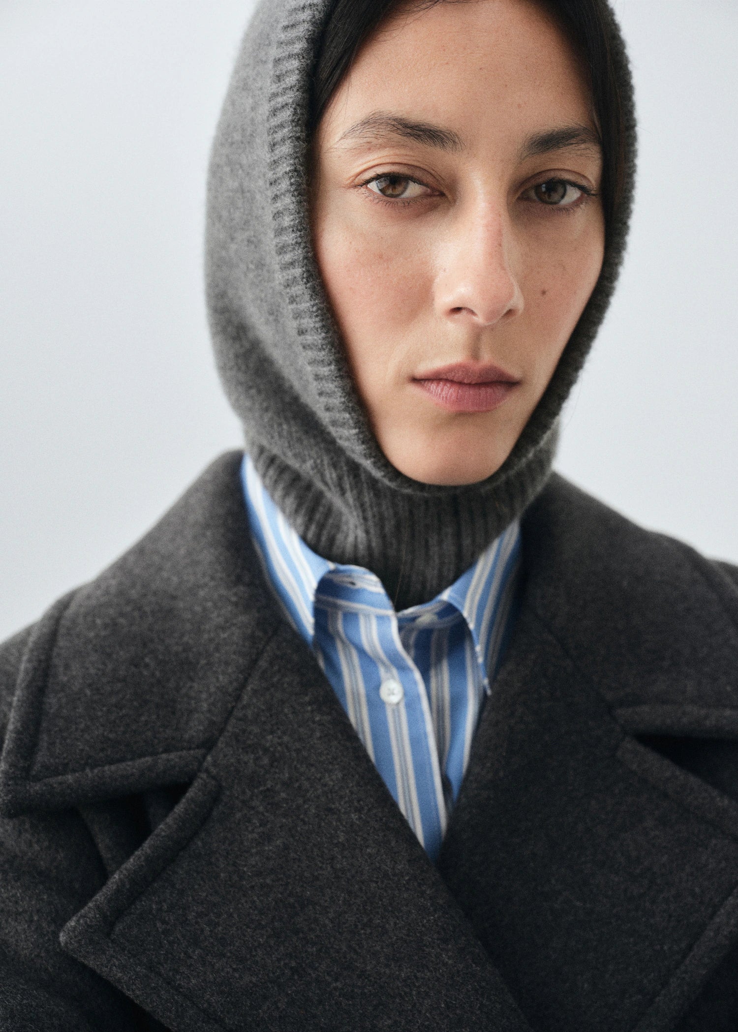 Cashmere Wool Blend Balaclava Dark Heather Grey