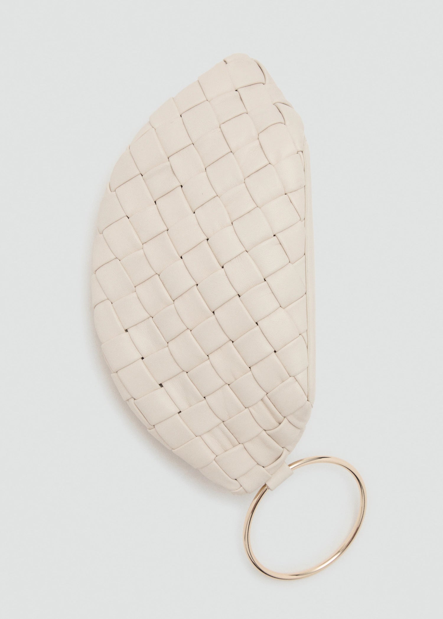 Braided Leather Clutch Bag Off White