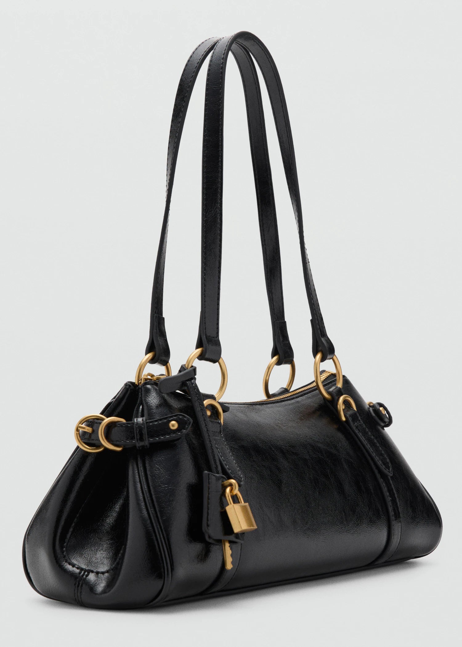 Bowling Shoulder Bag With Charm Black
