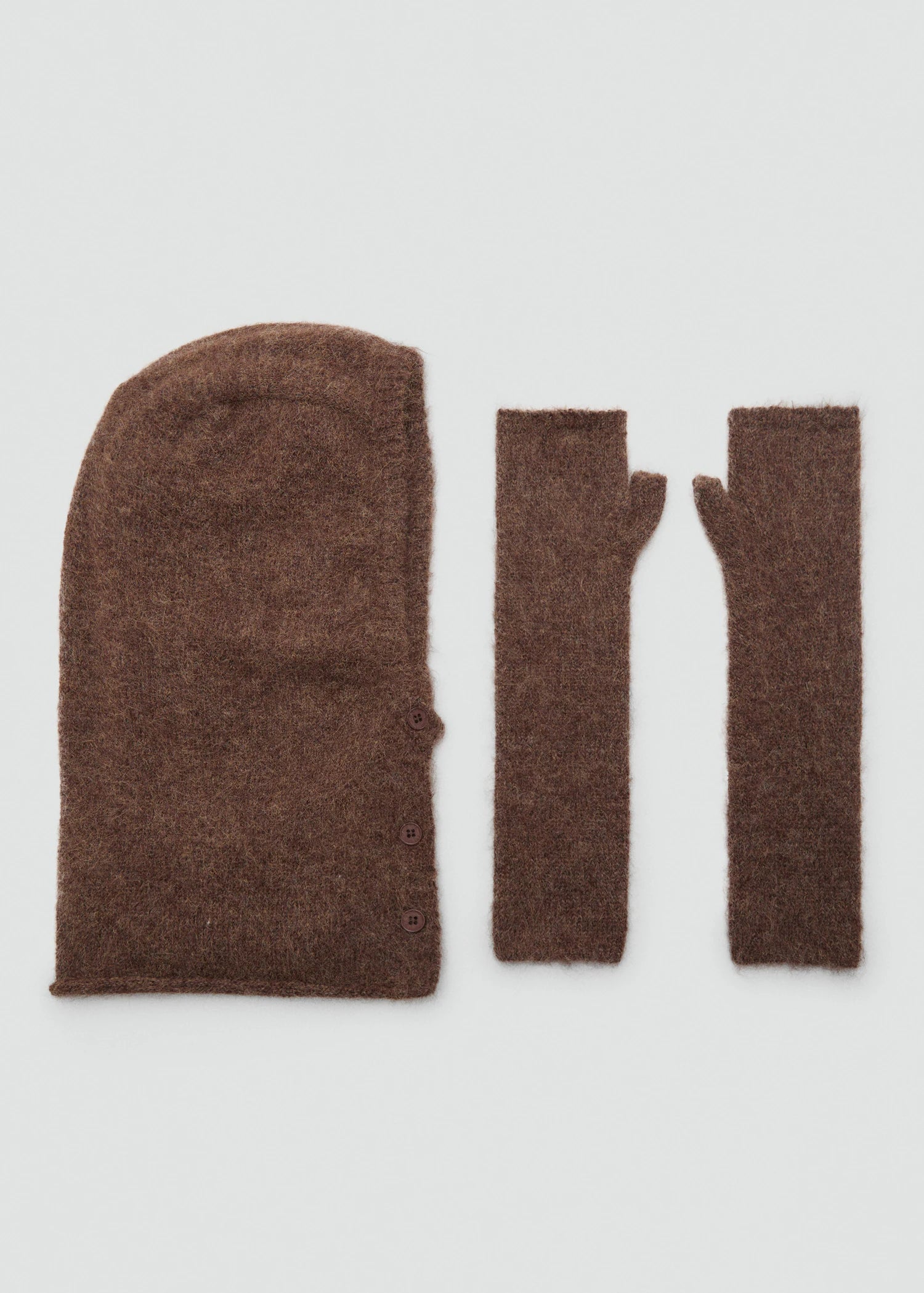 Balaclava Knit Buttons Brown