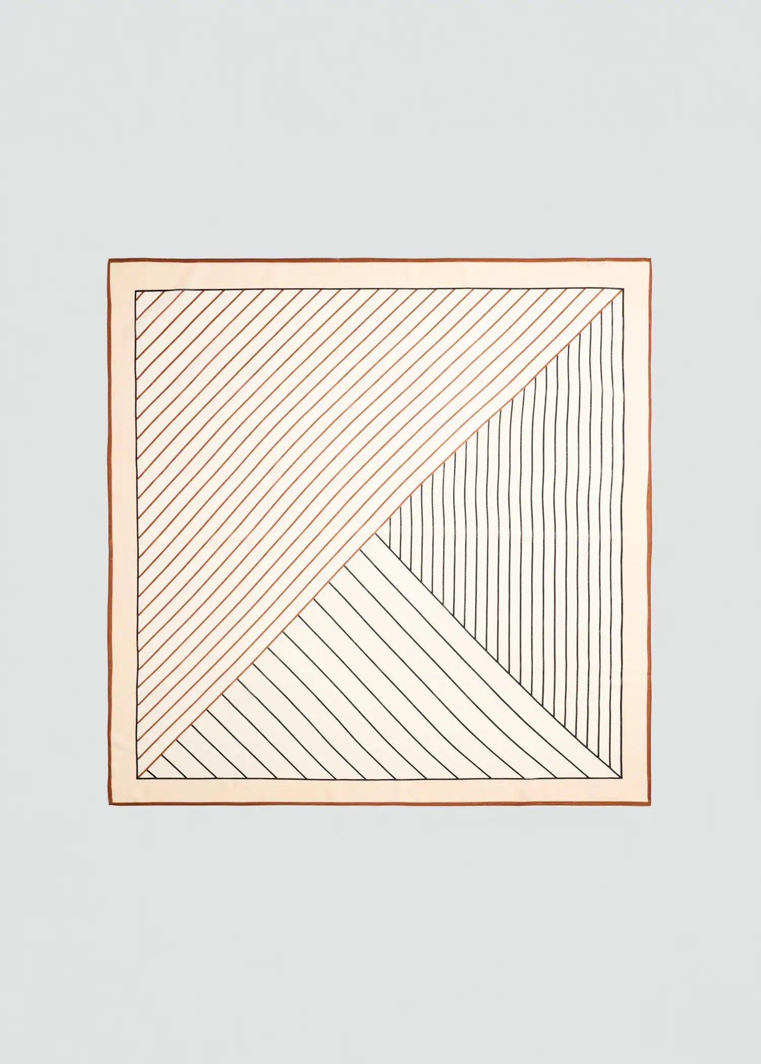 100% Wool Geometric Print Foulard Brown