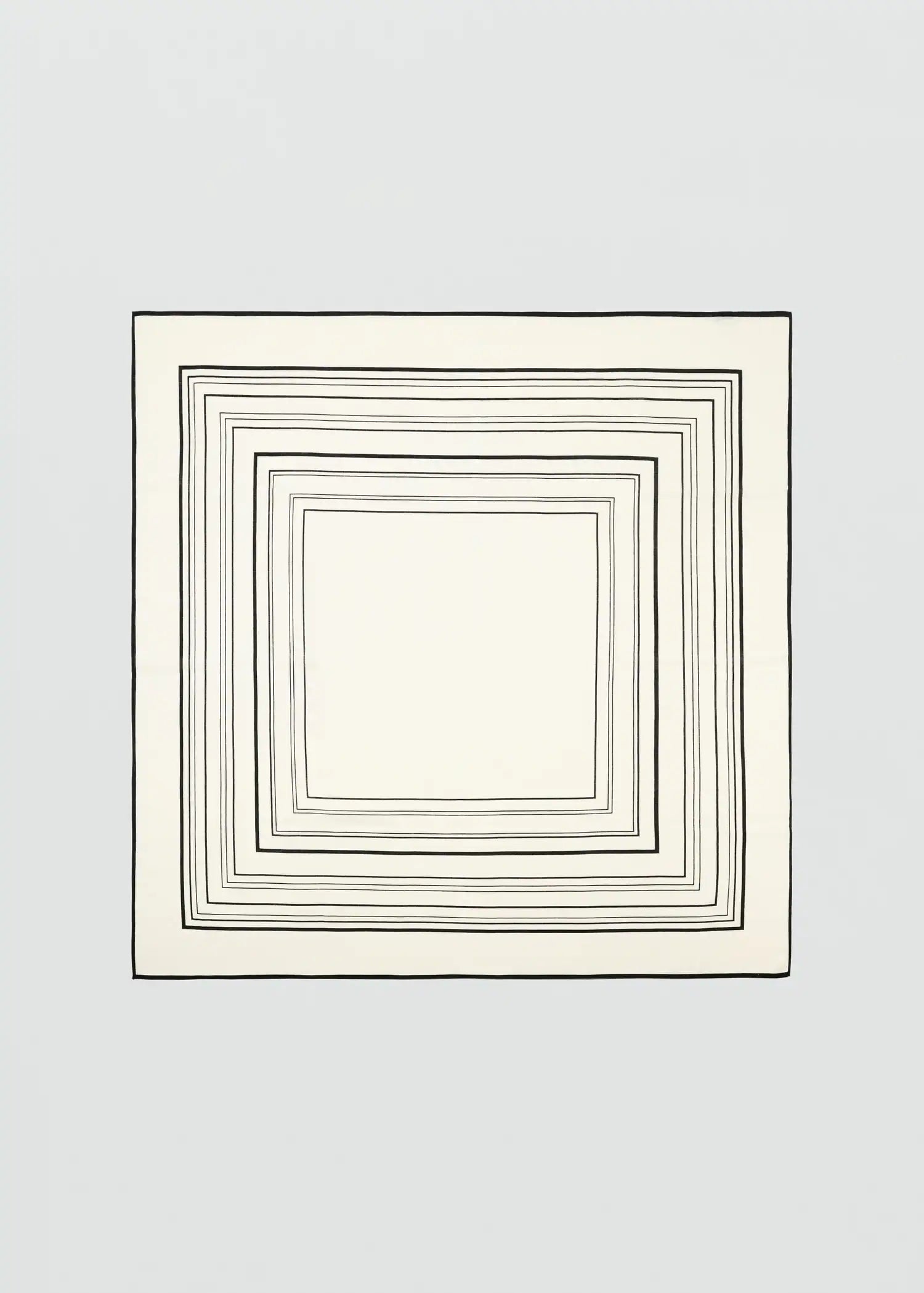 100% Wool Geometric Print Foulard Ecru