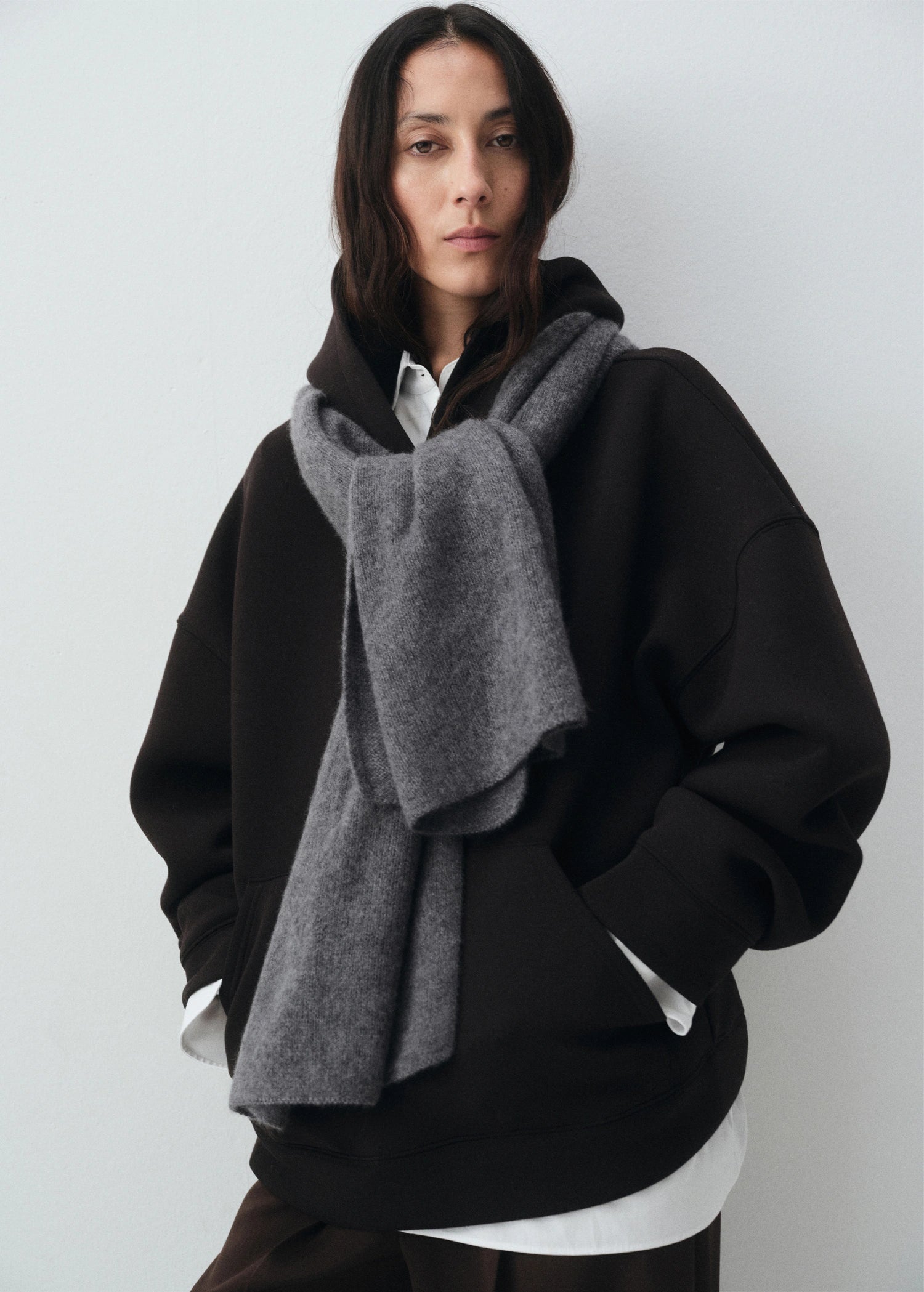 100% Cashmere Scarf Medium Heather Grey