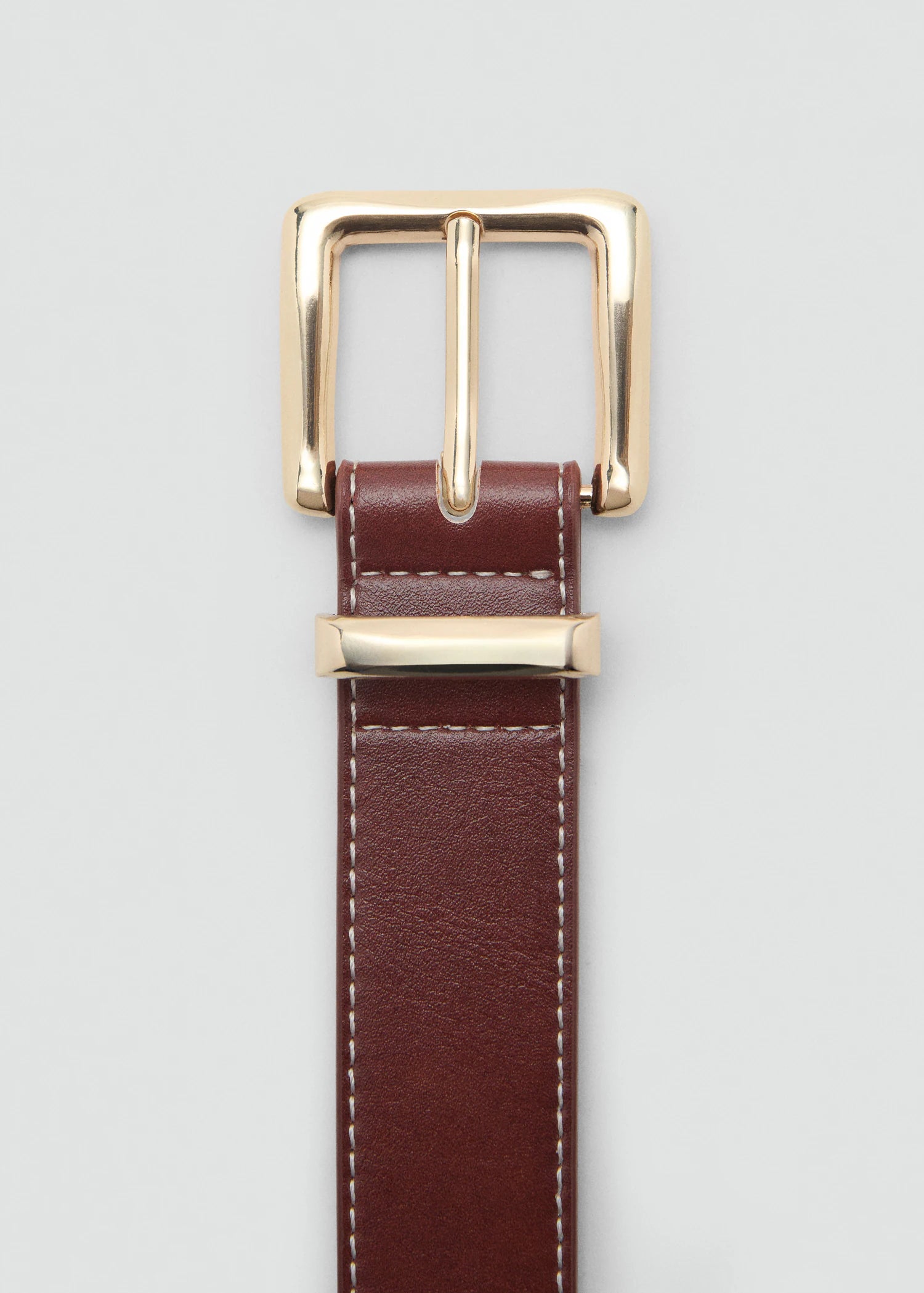 Stitched Belt With Square Buckle