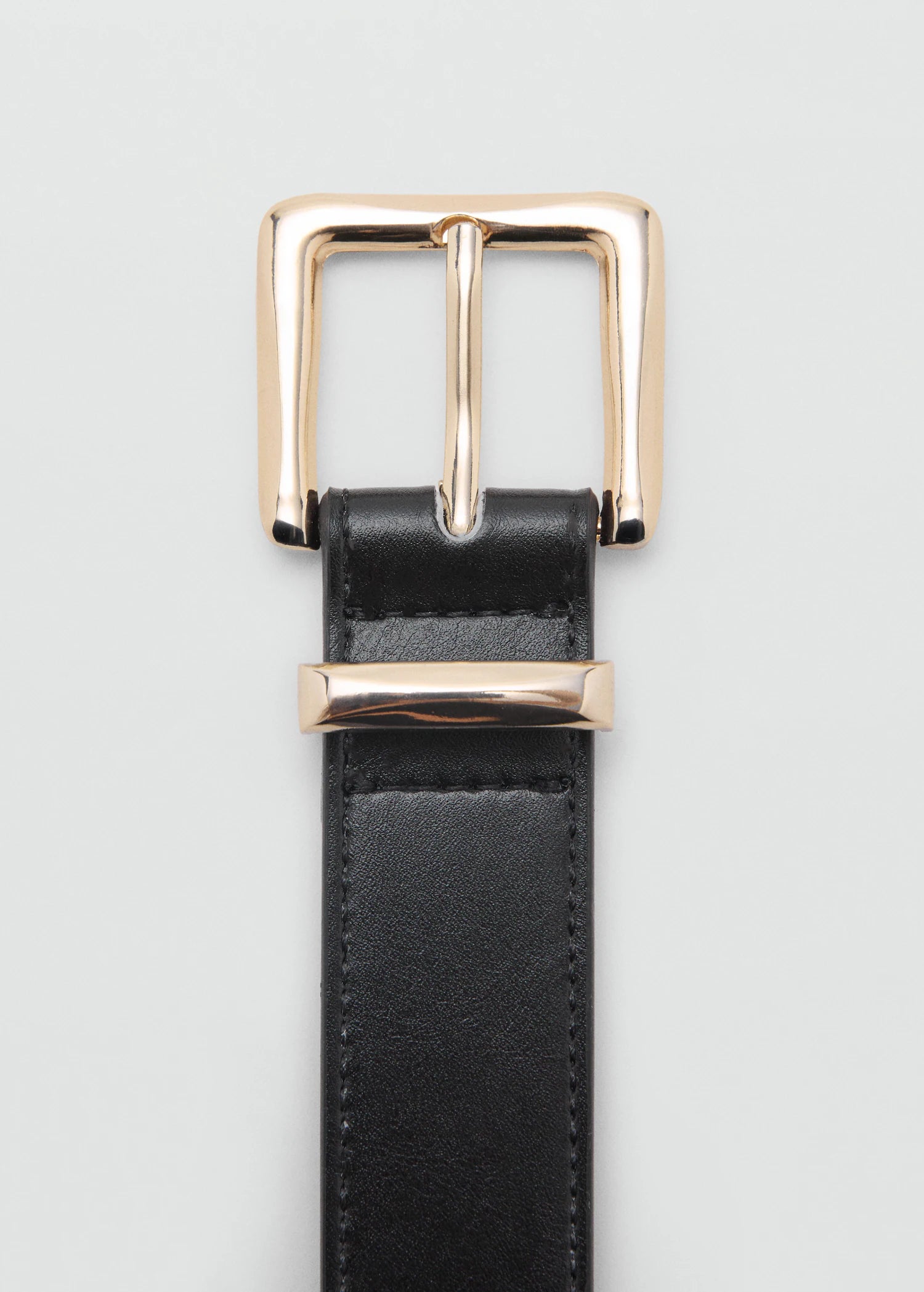 Stitched Belt With Square Buckle