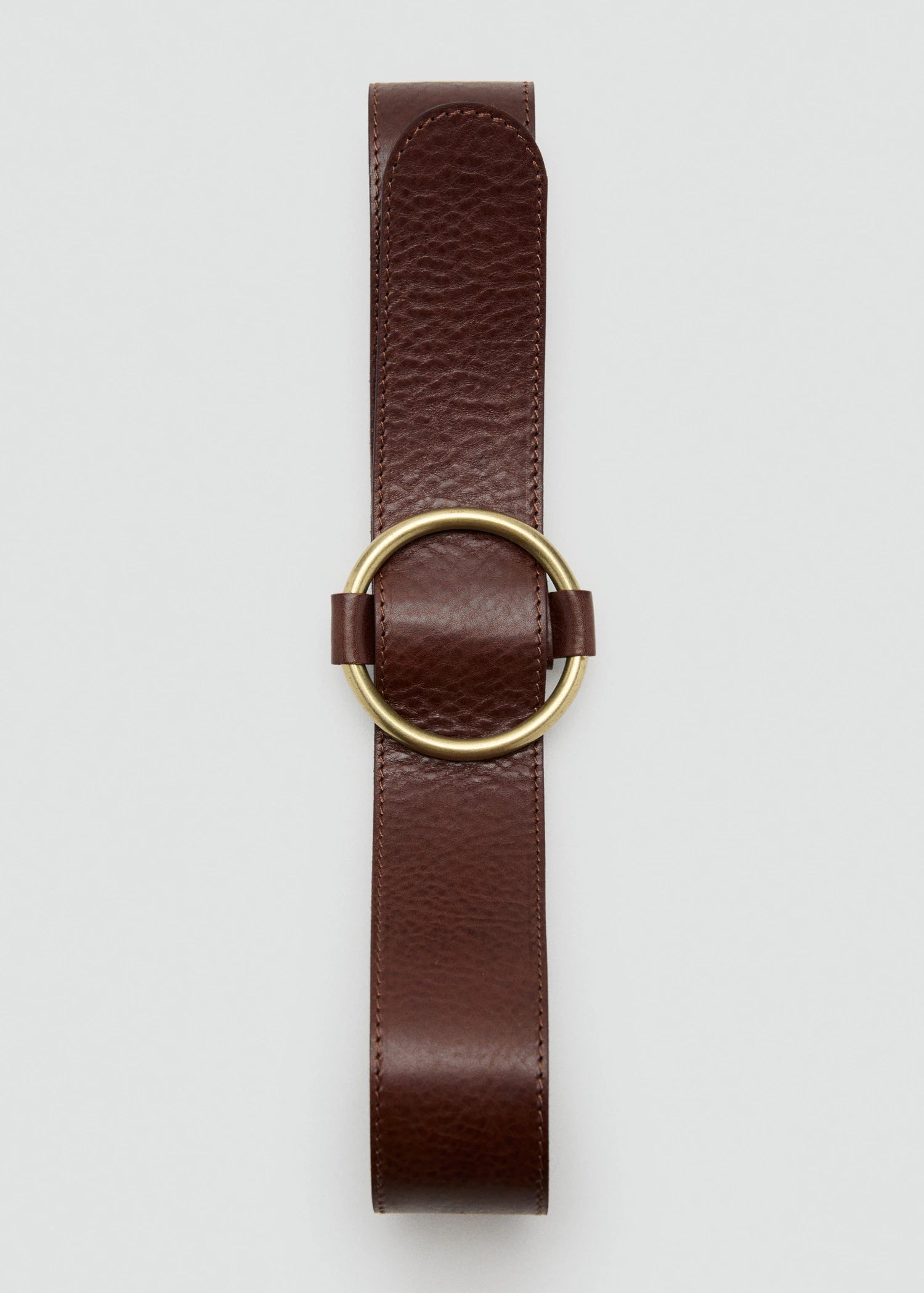 Rounded Buckle Leather Belt