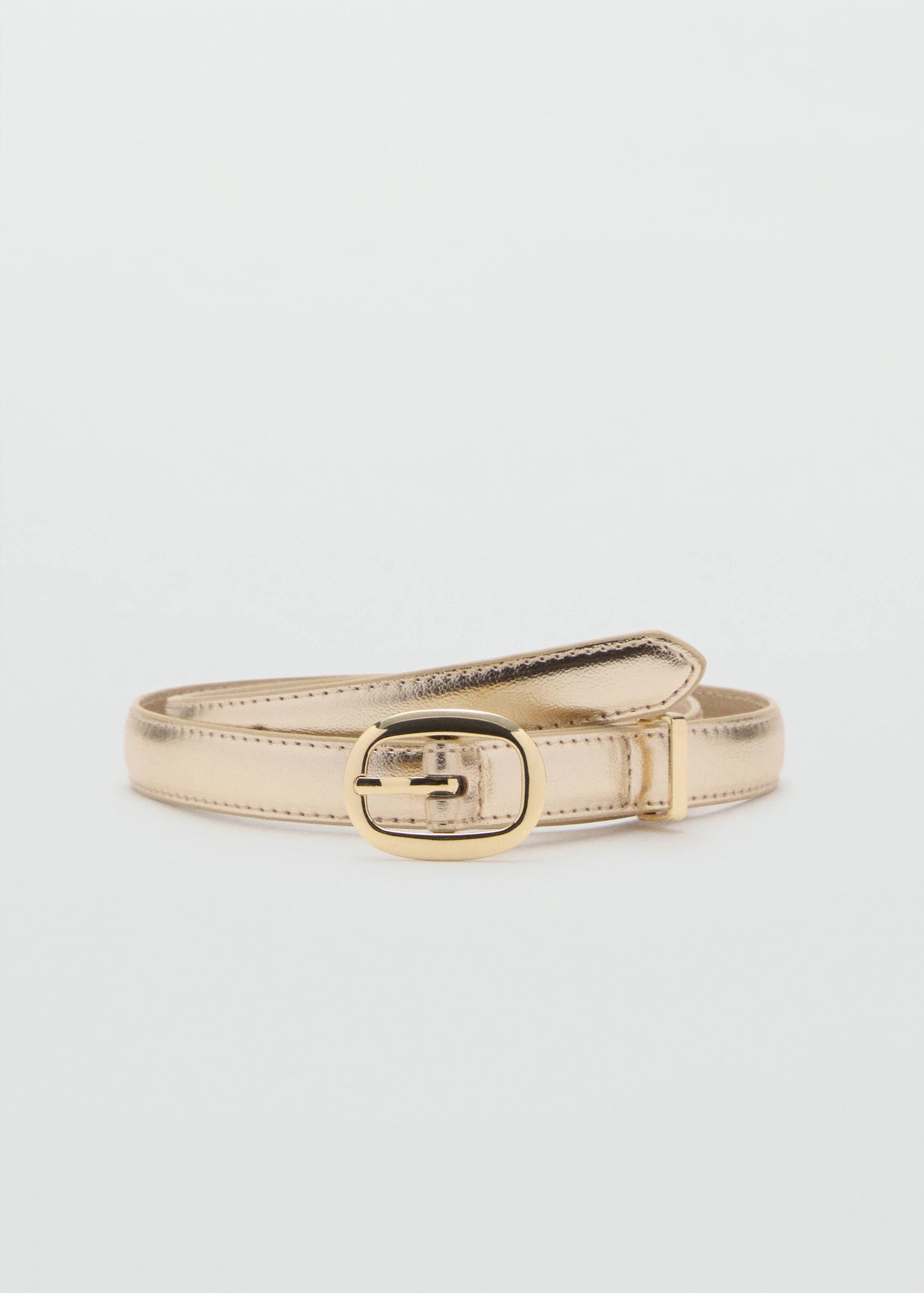 Metallic Belt With Oval Buckle