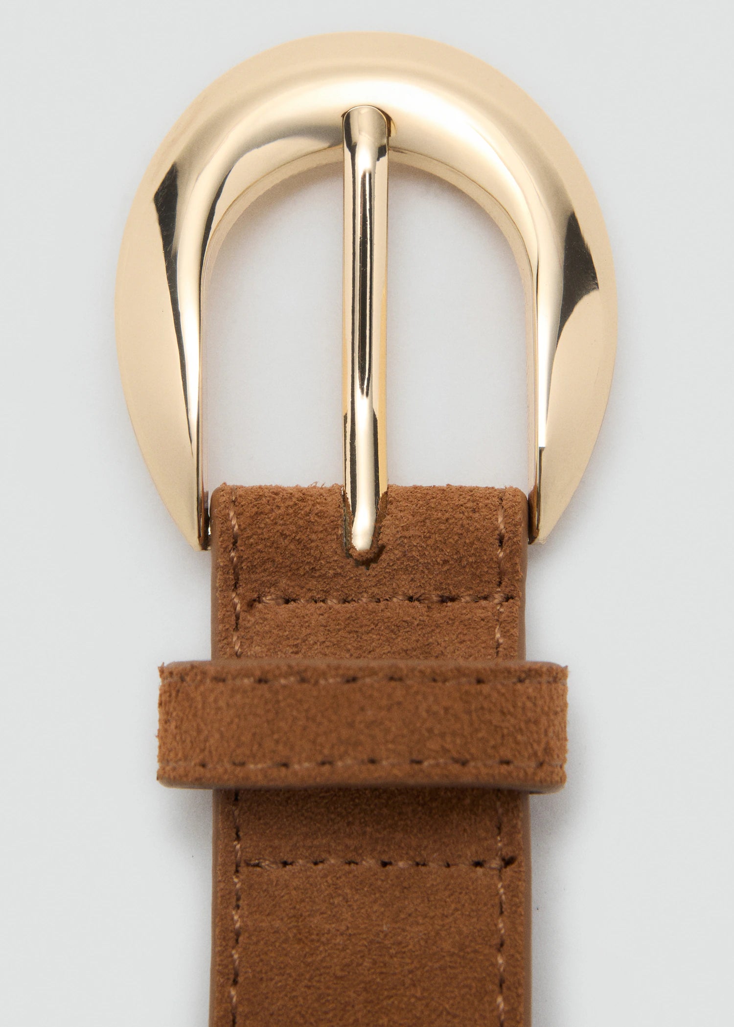 Leather Belt With Oval Buckle