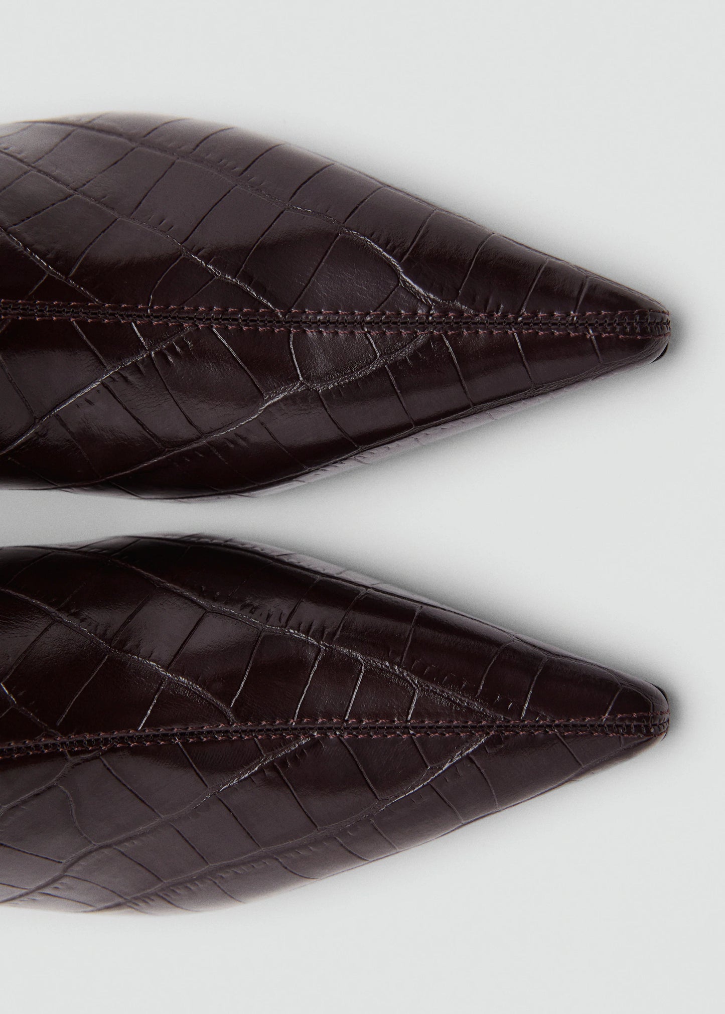 Croc Effect Pointed Toe Ankle Boots