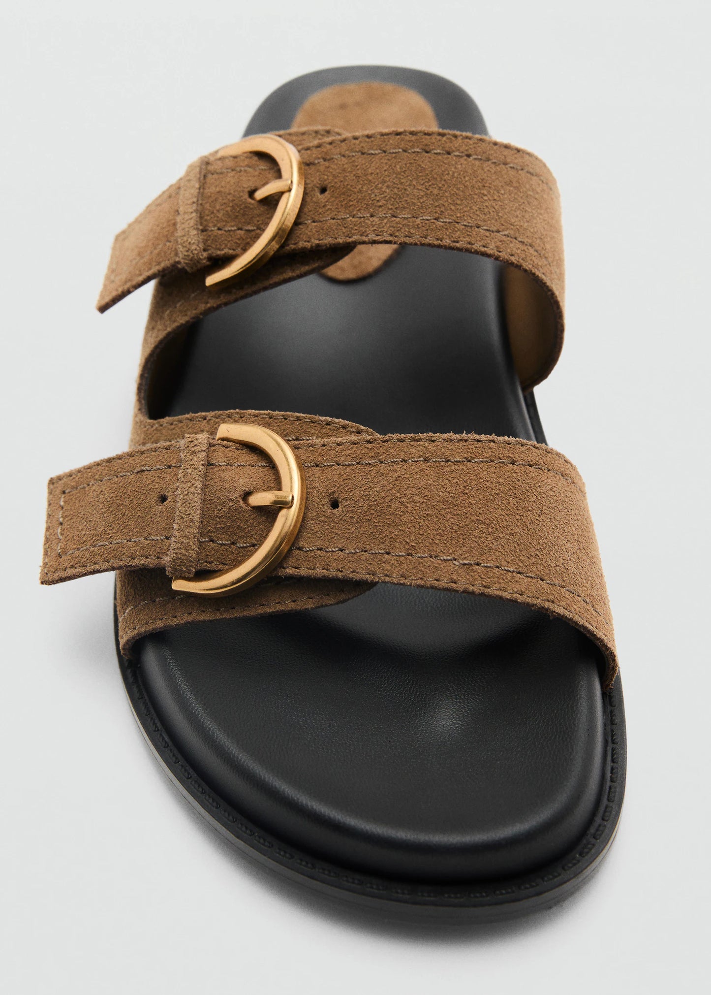 Flat Leather Sandals With Buckles