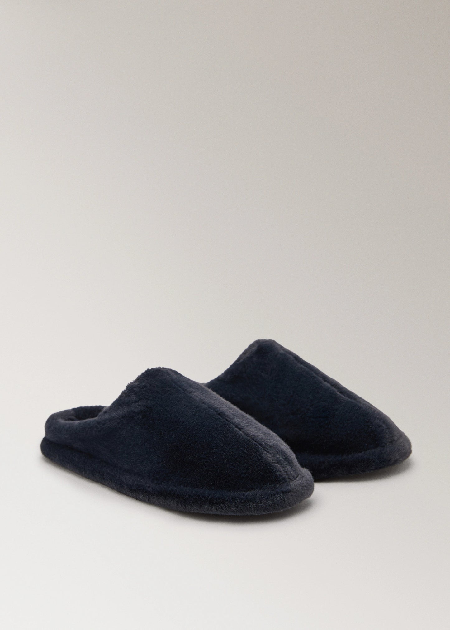 Fur Mule Slippers With Stitching Detail