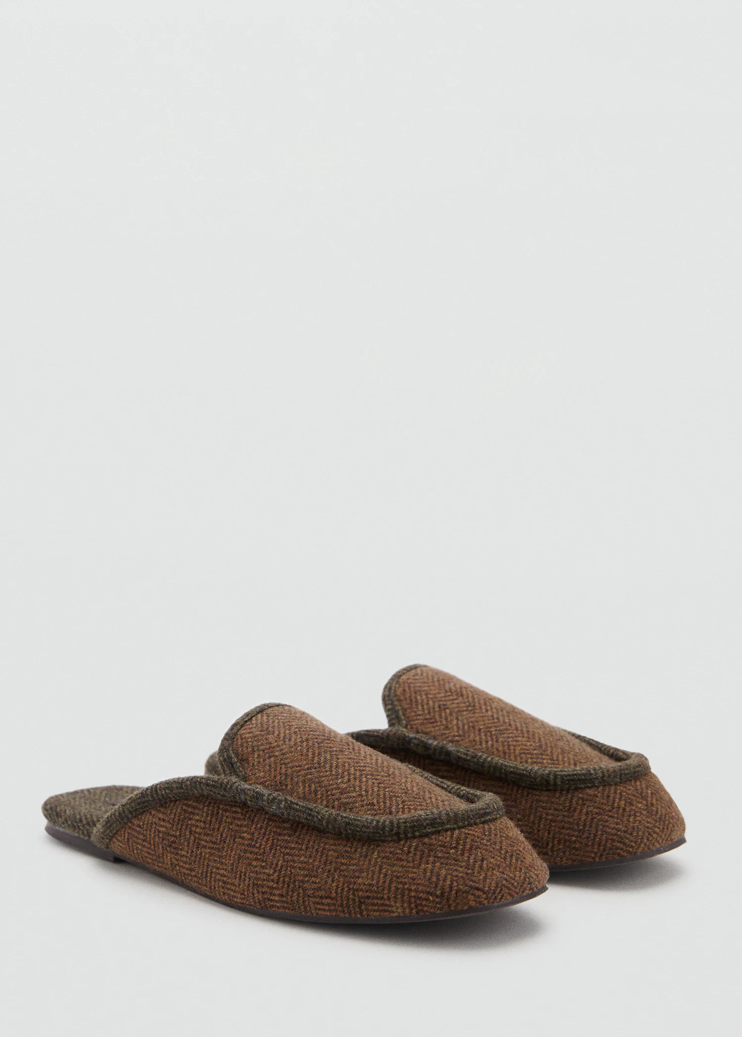 Herringbone Fabric Mule Slippers