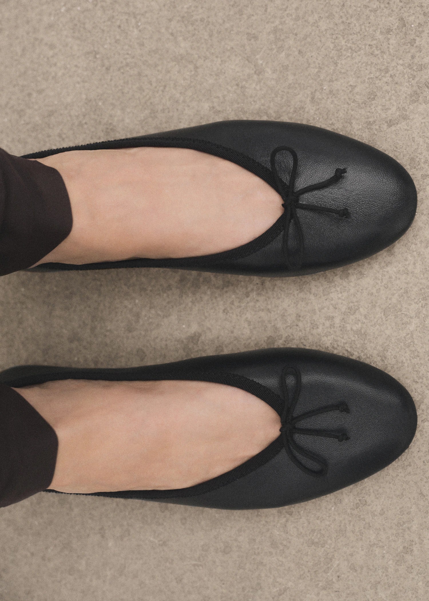 Leather Ballet Flats With Bow