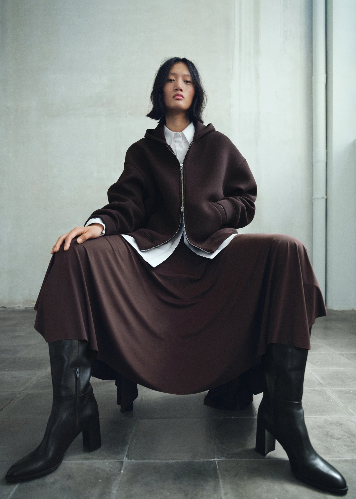 Leather Block Heel Boots