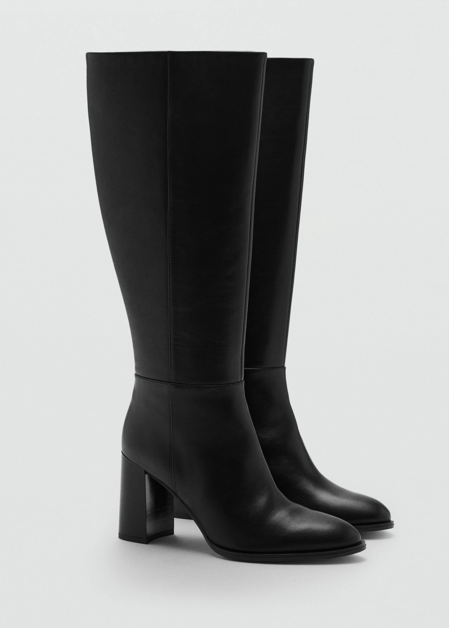 Leather Block Heel Boots
