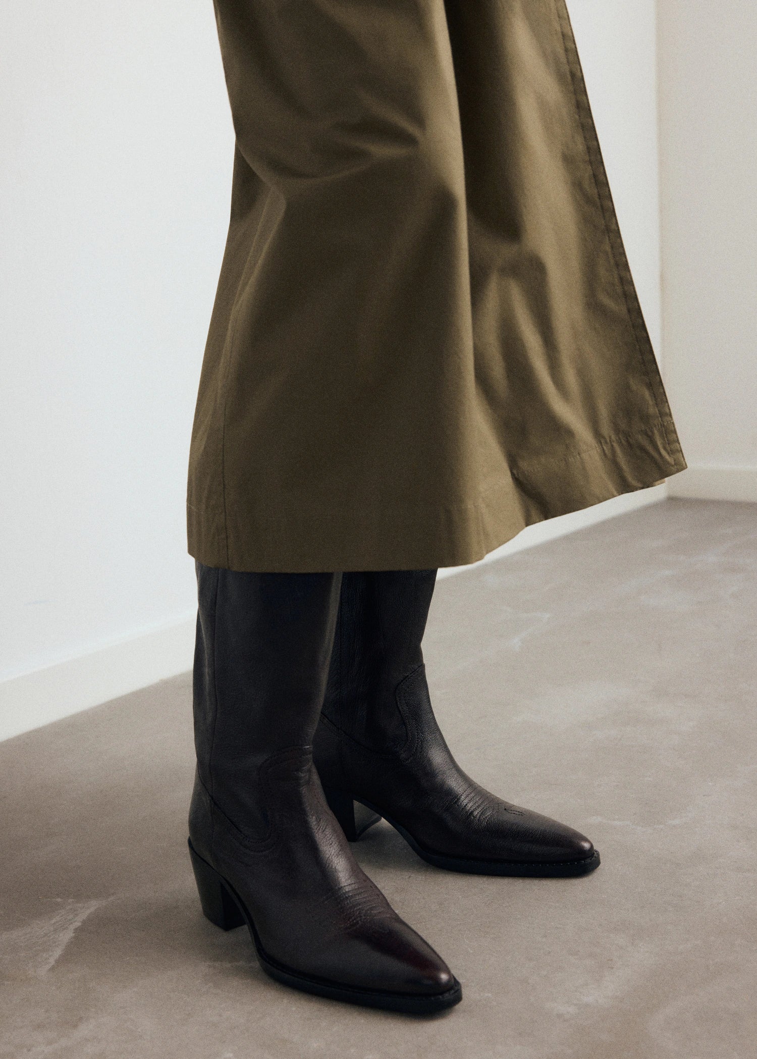 Leather Pointed Ankle Boots