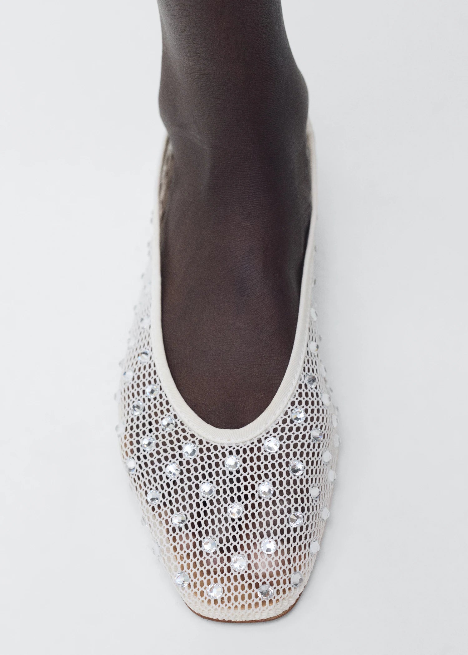 Mesh Rhinestone Ballet Flats