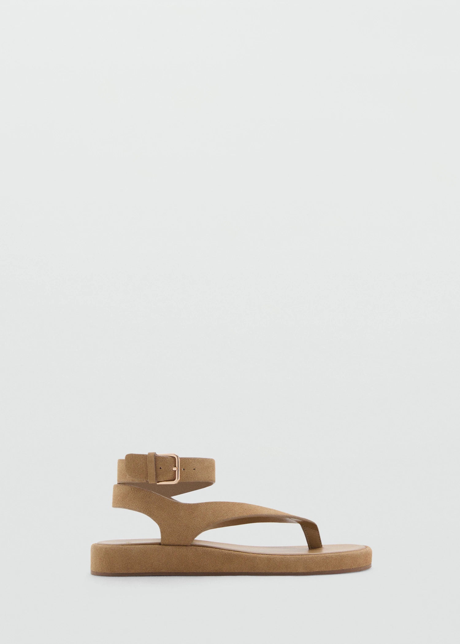Split Leather Sandals With Buckle