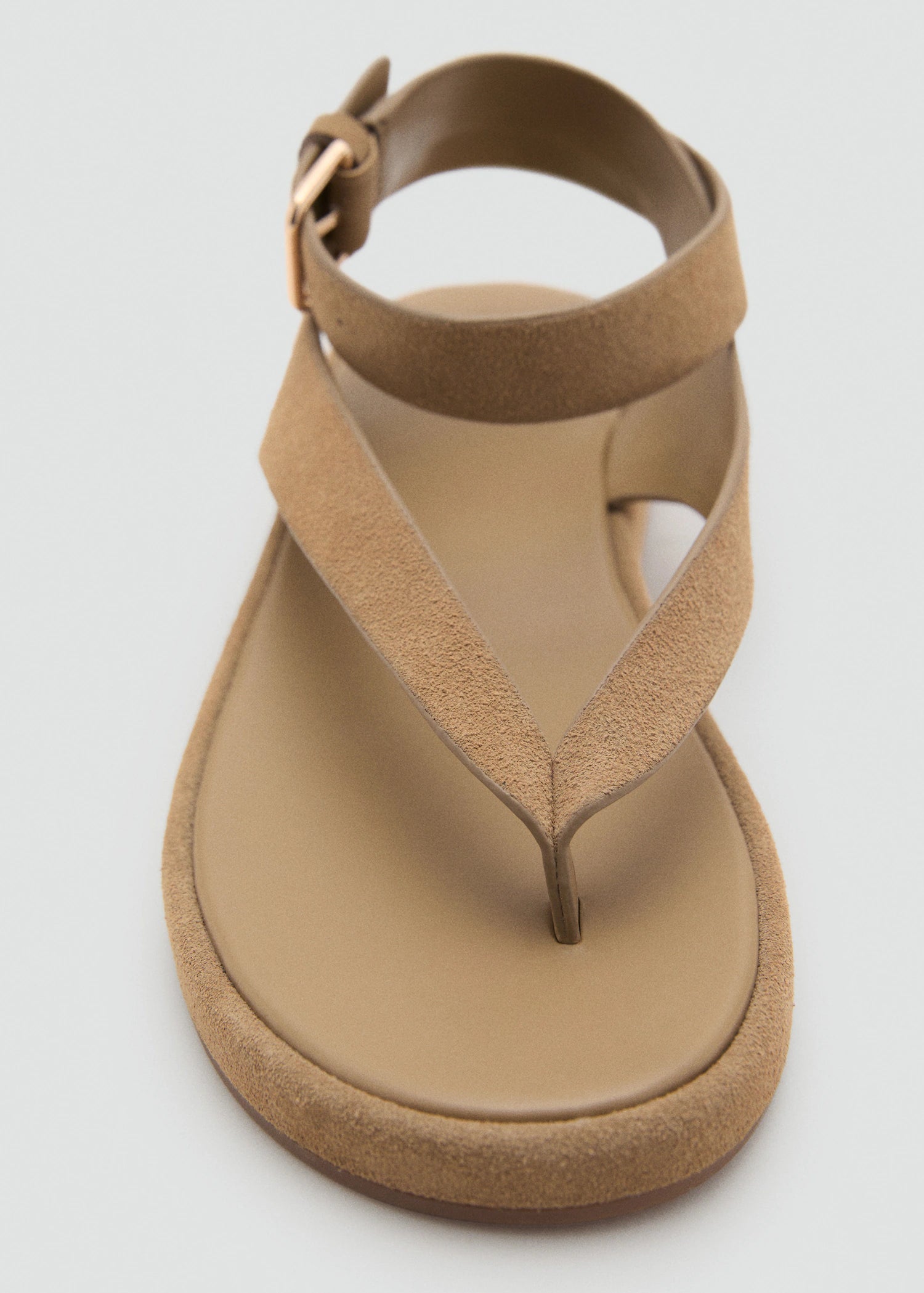 Split Leather Sandals With Buckle