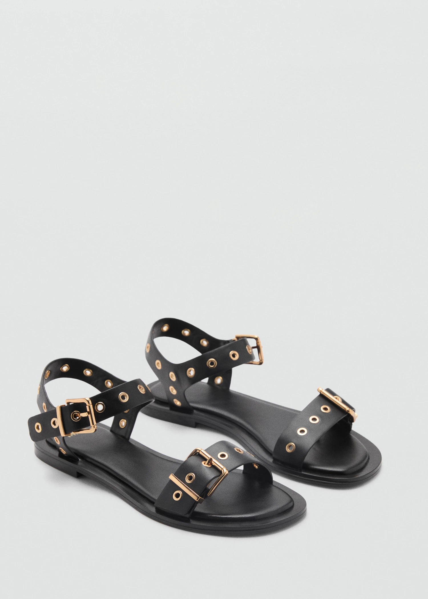 Strap Sandals With Buckles And Eyelet Details