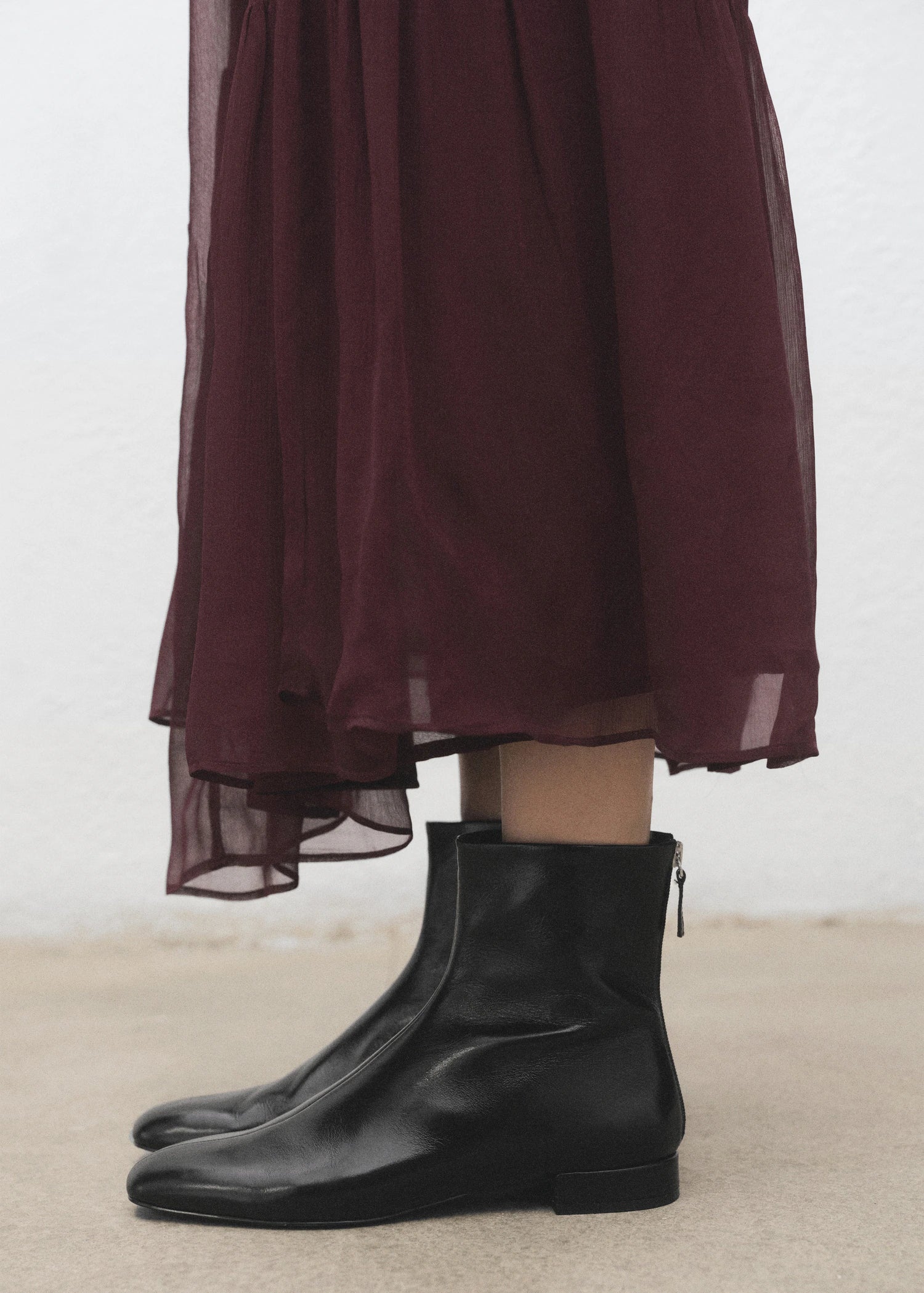 Zipped Leather Ankle Boots