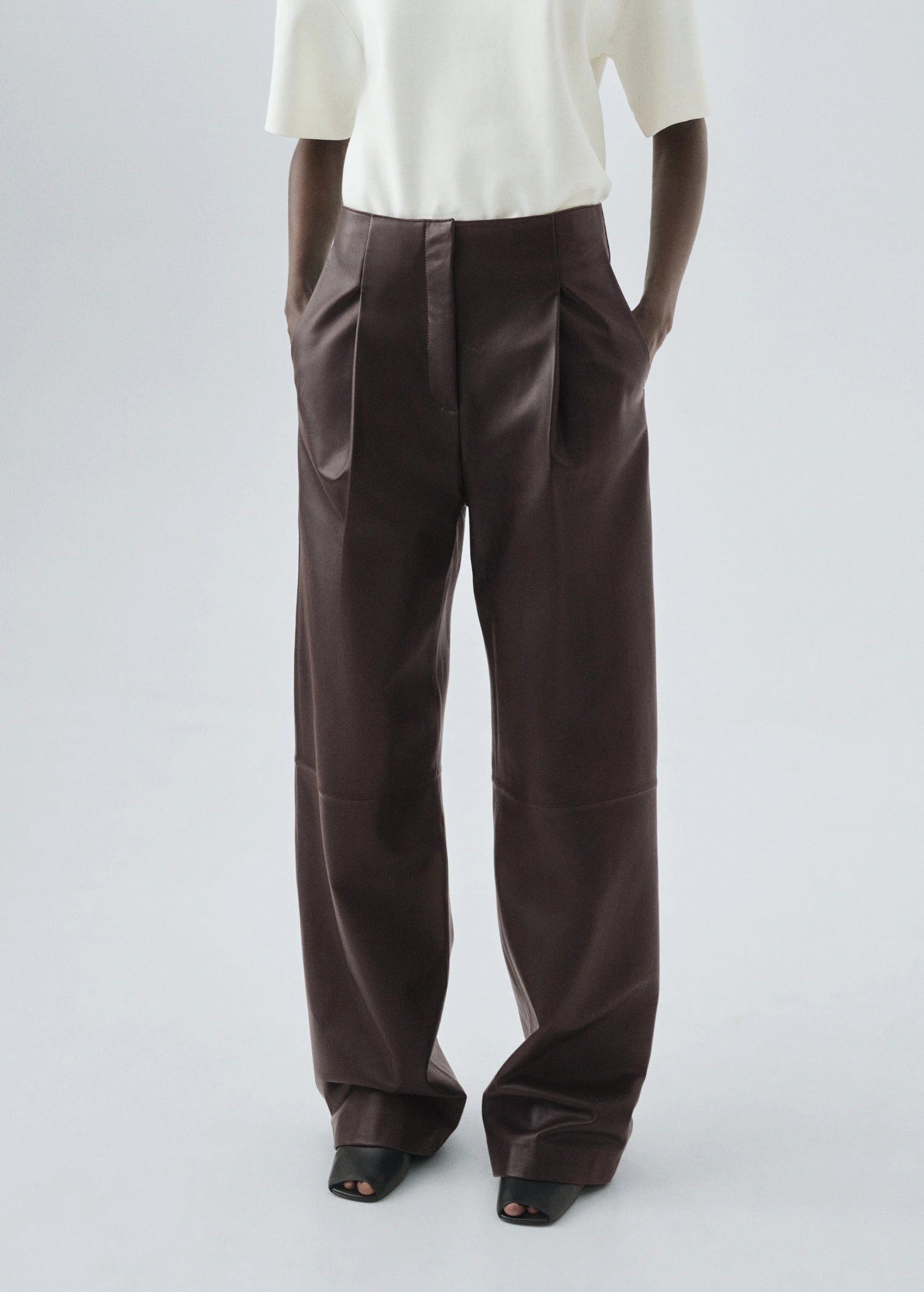 100% Leather Straight Leg Trousers