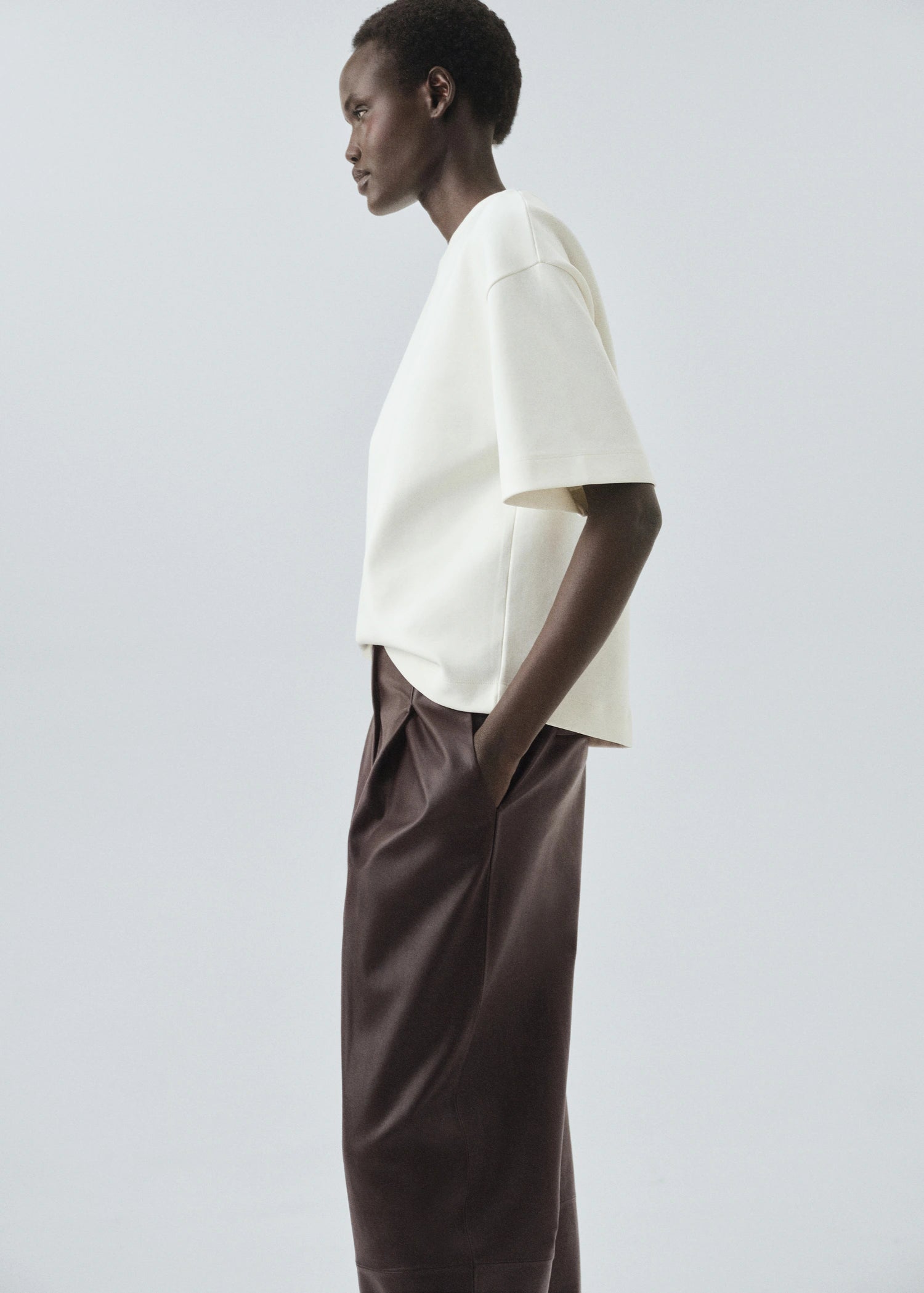 100% Leather Straight Leg Trousers