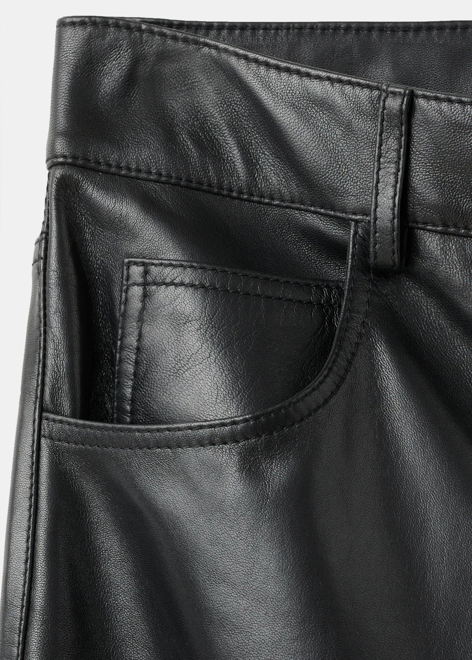 100% Leather Straight Leg Trousers