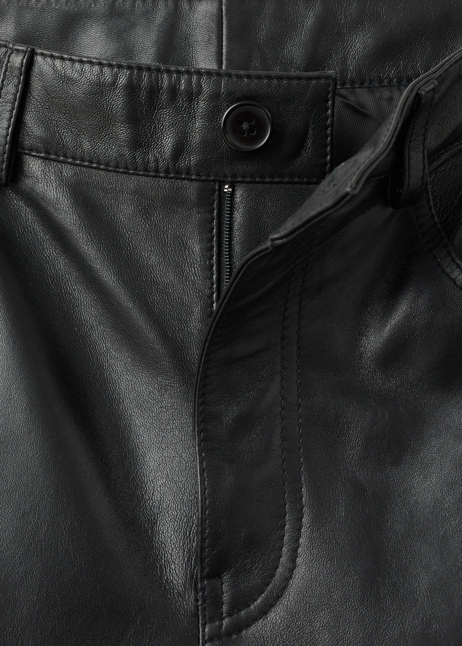100% Leather Straight Leg Trousers