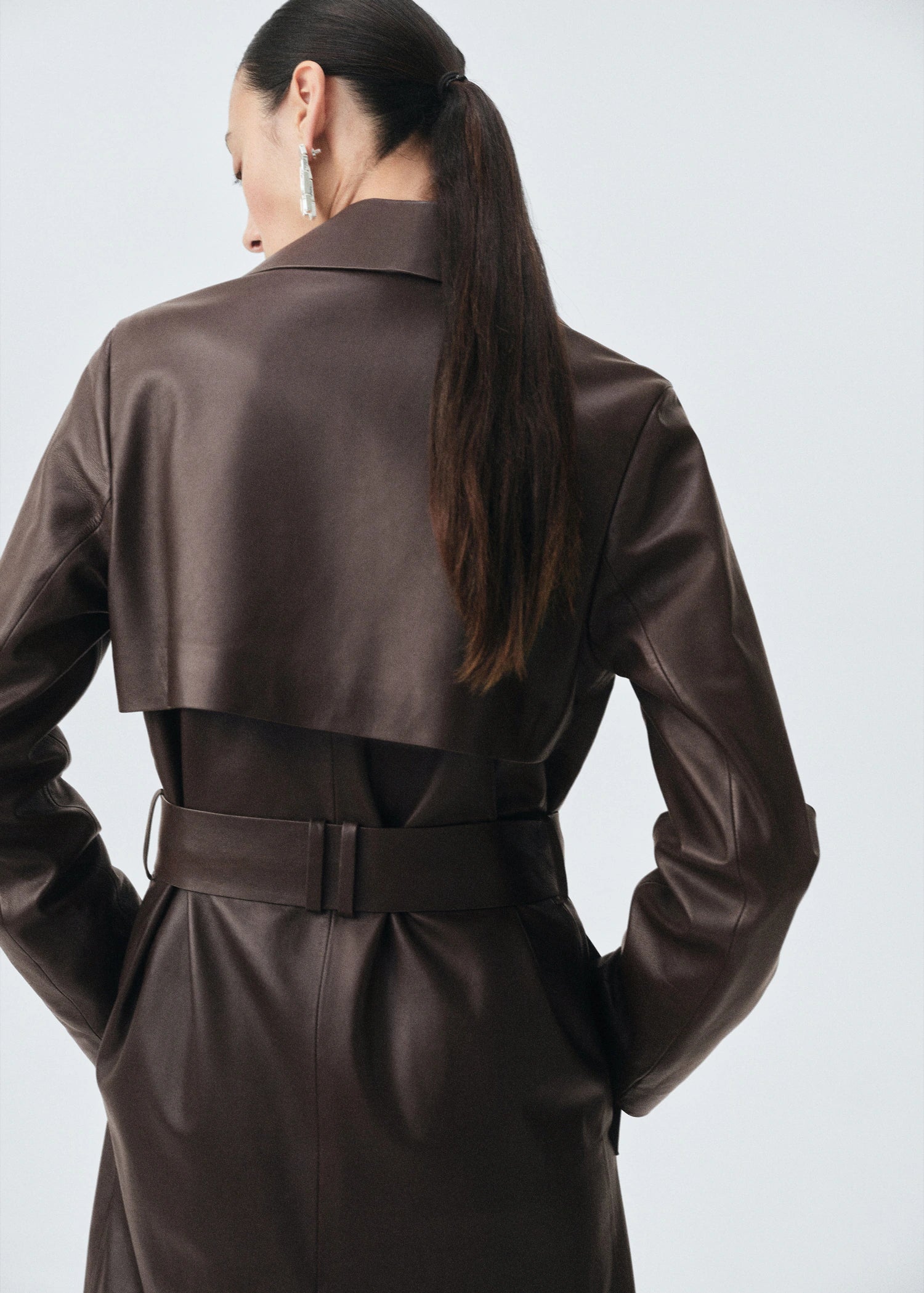 100% Leather Trench Coat With Belt