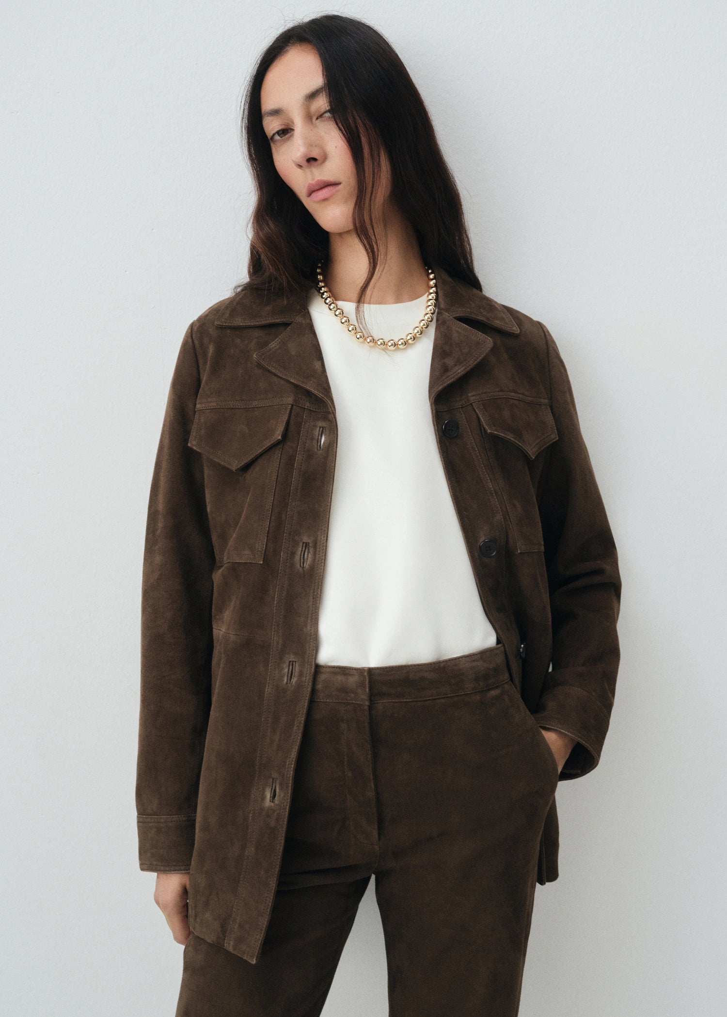 100% Suede Flared Trousers