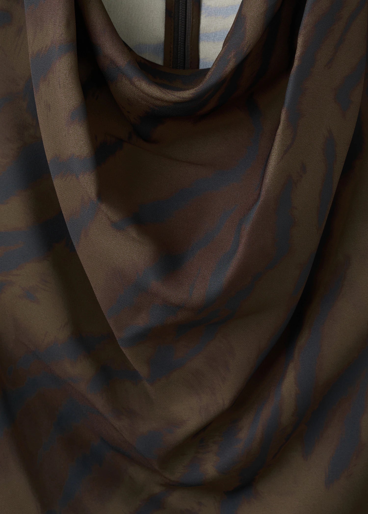 Animal Print Blouse With Draped Collar