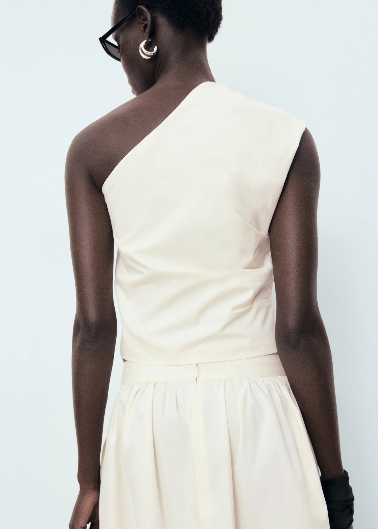 Asymmetrical Flower Embroidered Top