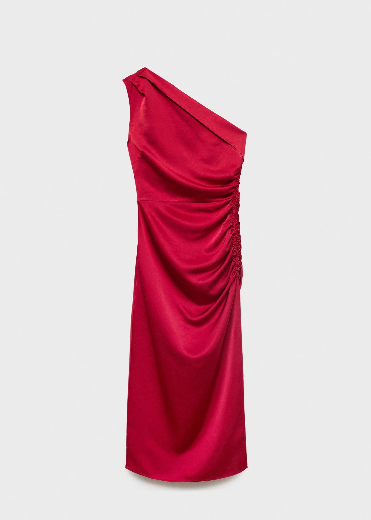 Asymmetrical Satin Dress With Side Slits