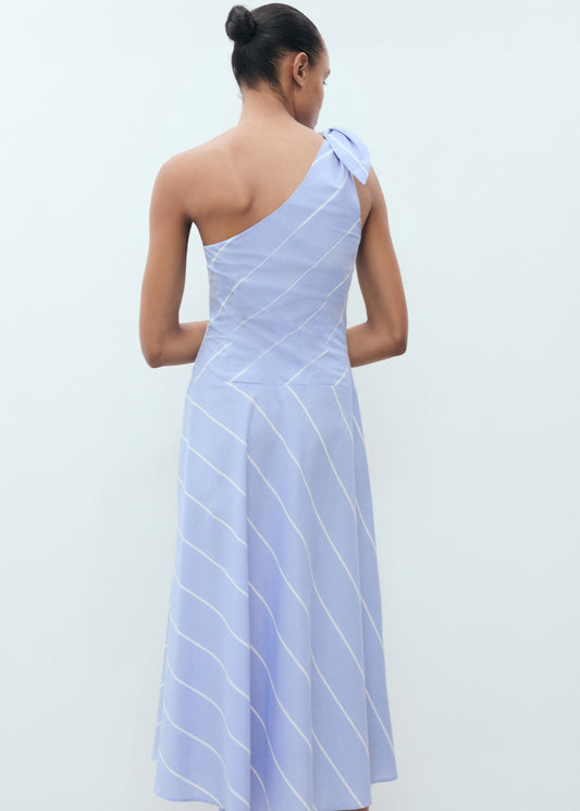 Asymmetrical Striped Dress With Knot