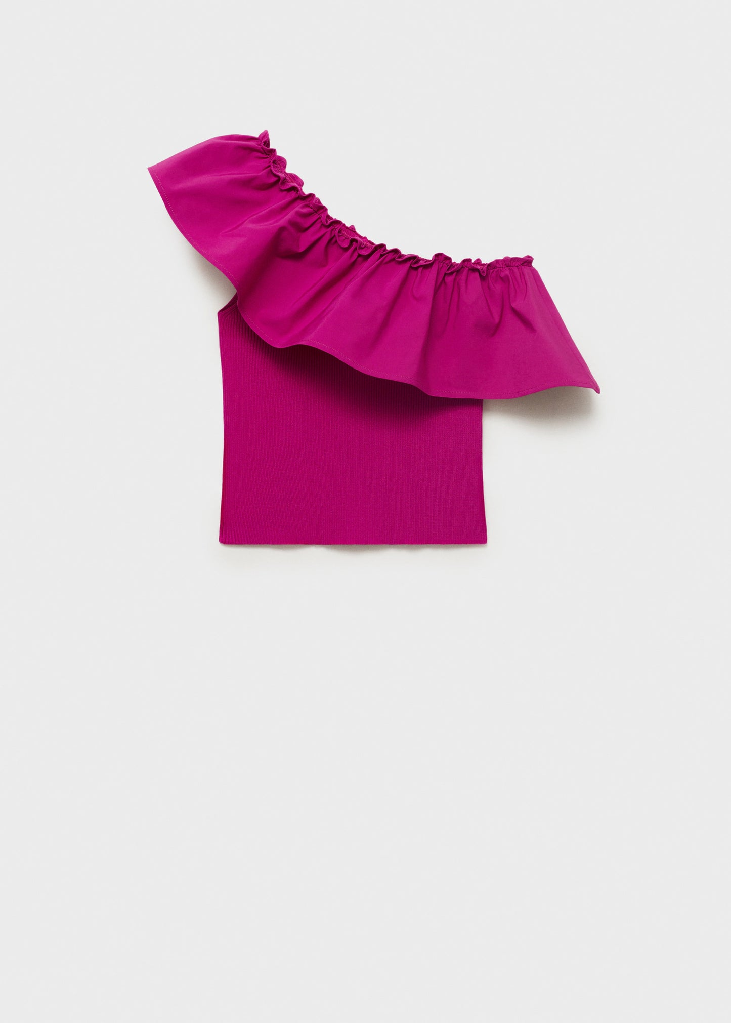 Asymmetrical Top In Combined Fabric