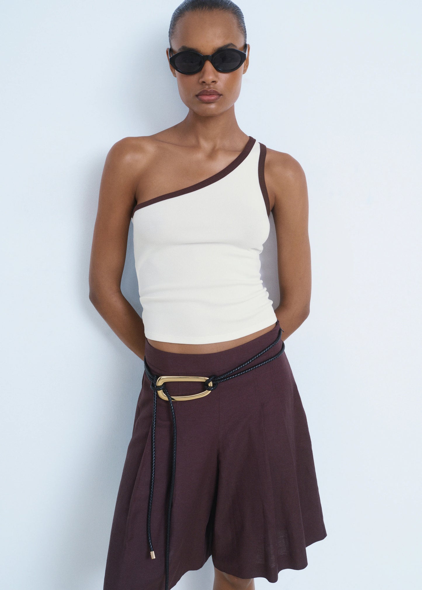 Asymmetrical Top With Contrasting Trim