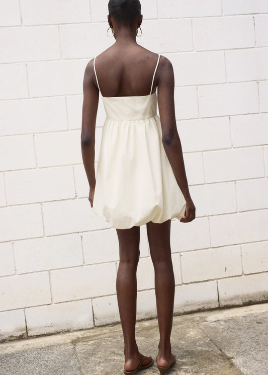 Balloon Dress With Embroidered Flowers